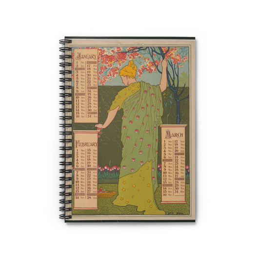 Louis Rhead - Poster calendar [for] 1897. January, February, March Spiral Bound Ruled Notebook with Printed Cover