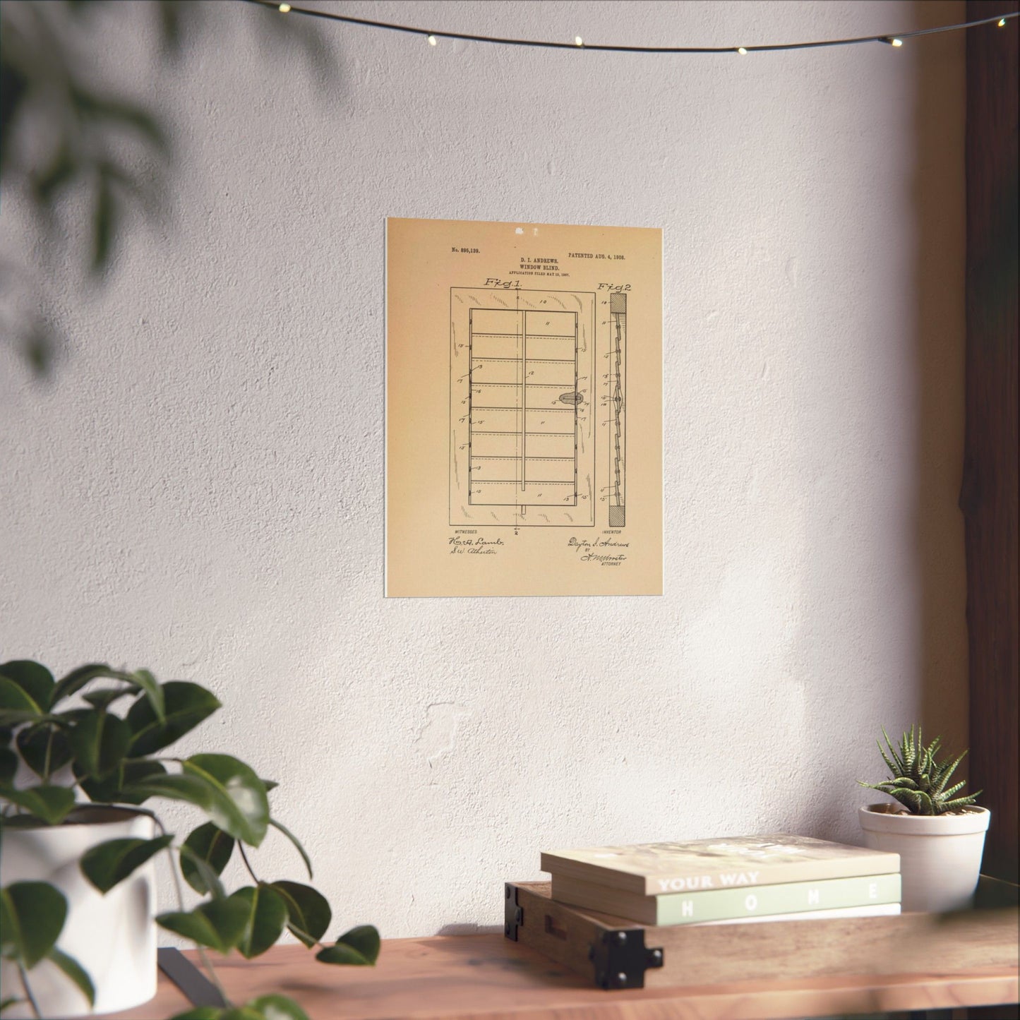 Patent Drawing of Engine - for a Window Blind Public domain  image High Quality Matte Wall Art Poster for Home, Office, Classroom