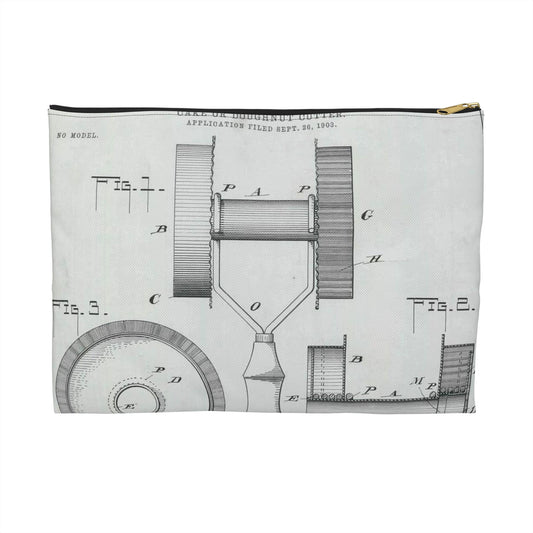 Patent Drawing of Engine - for G. W. Baier's Cake or Doughnut Cutter Public domain  image Large Organizer Pouch with Black Zipper