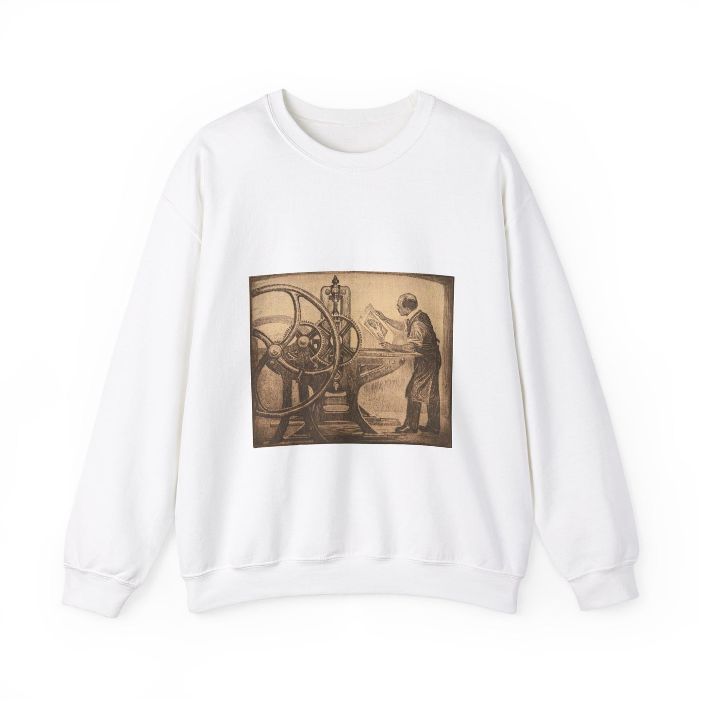 Lilien Printing press - Public domain portrait print White Heavy Blend Adult Crew Neck SweatShirt