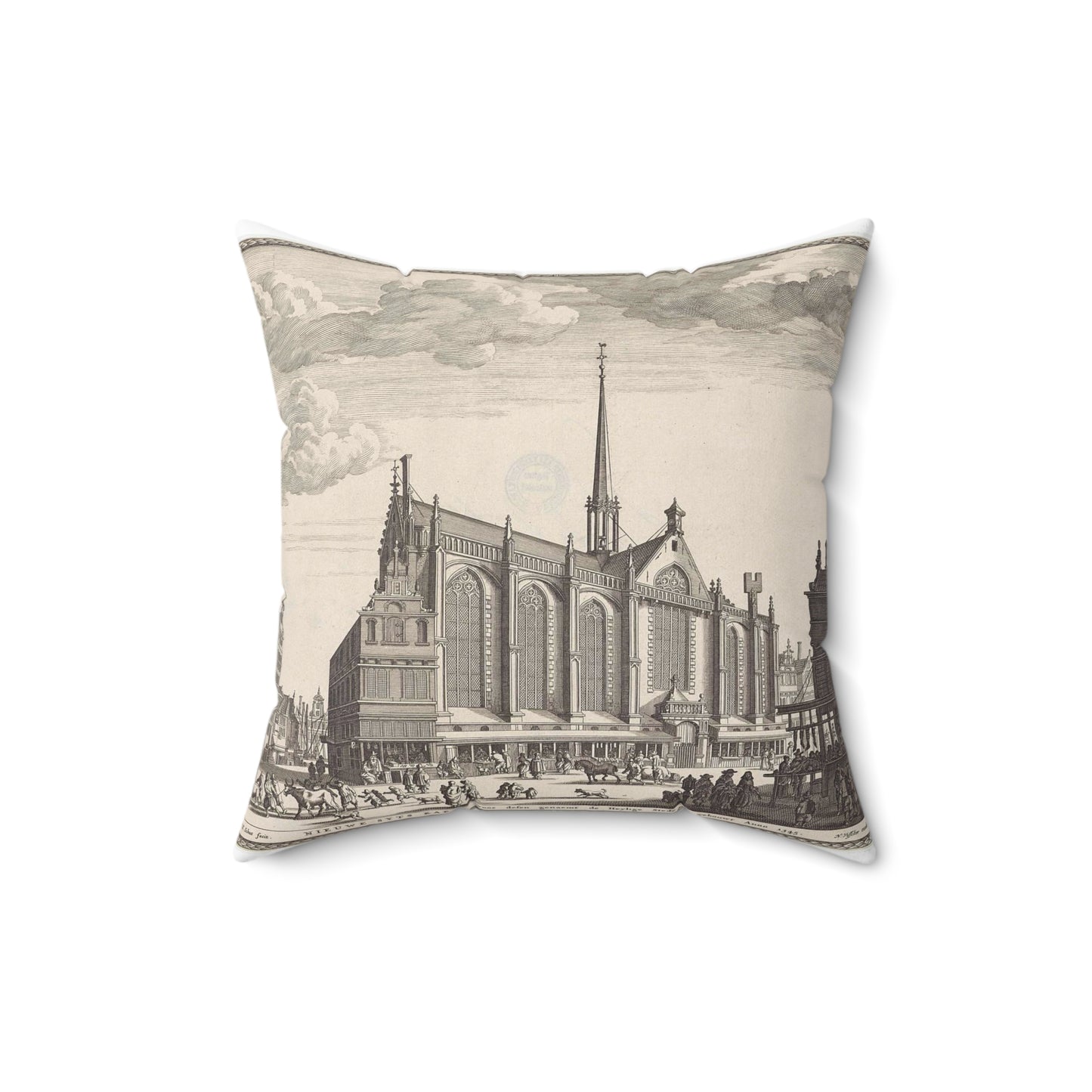 Gezicht op de Heilige Stede (Nieuwezijds Kapel) te Amsterdam Decorative Accent Square Pillow