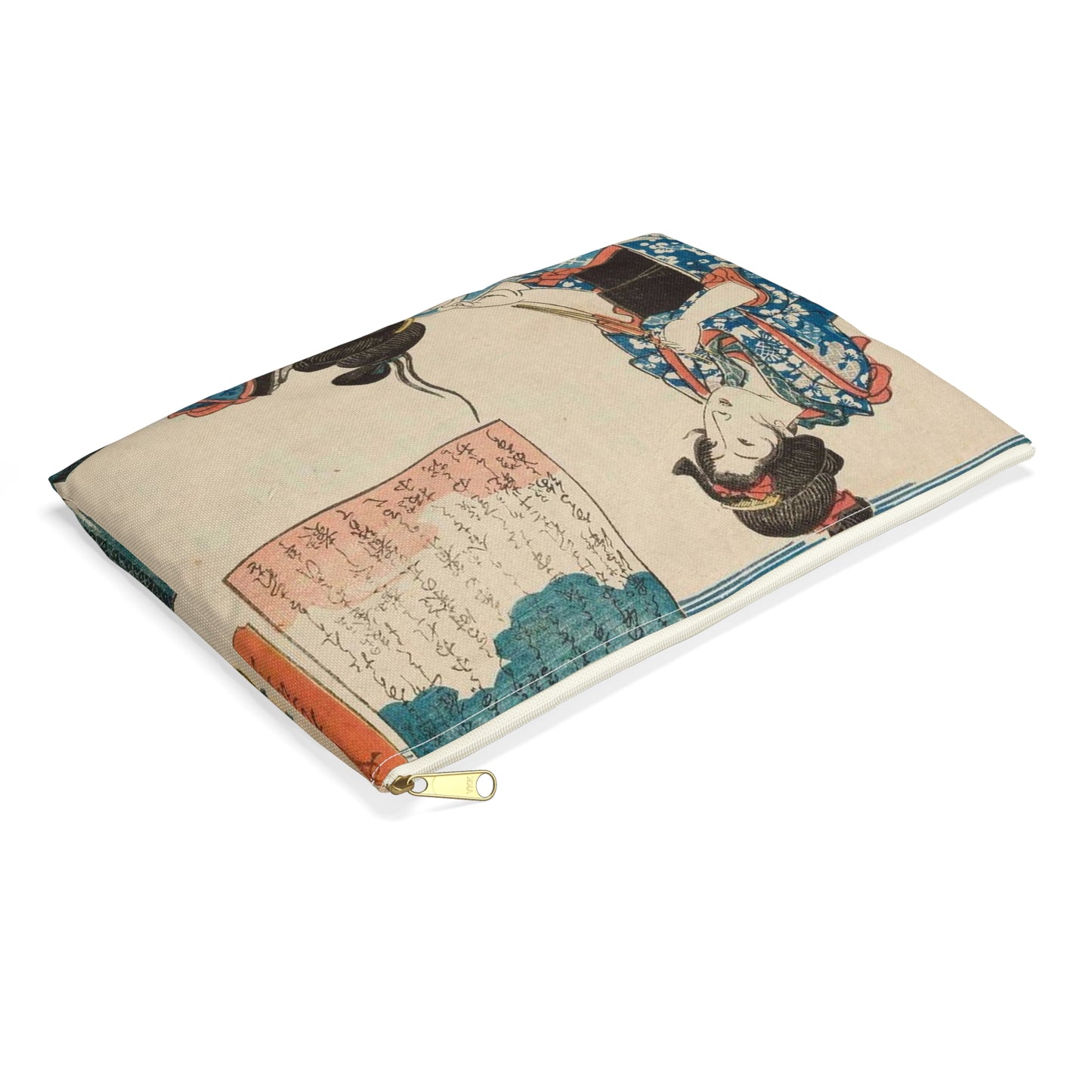 Utagawa Hiroshige I - Kobiety zajęte kokonami jedwabników; rycina z cyklu Kaiko (hodowla jedwabników) Large Organizer Pouch with Black Zipper