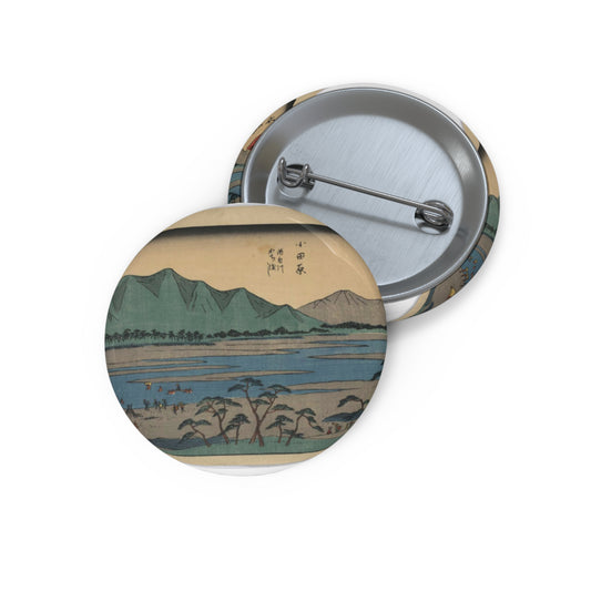 Utagawa Hiroshige - Odawara, Ando Hiroshige - Ukiyo e print Pin Buttons with Crisp Design