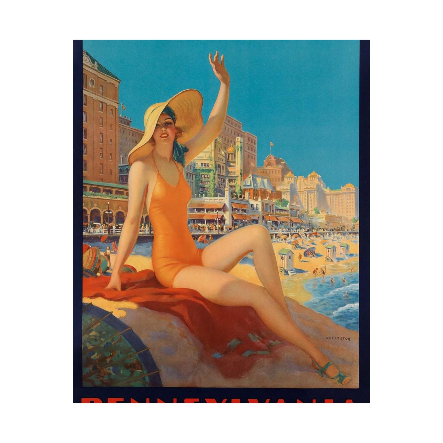 Edward M. Eggleston - Pennsylvania Railroad - Atlantic City, 1935 High Quality Matte Wall Art Poster for Home, Office, Classroom