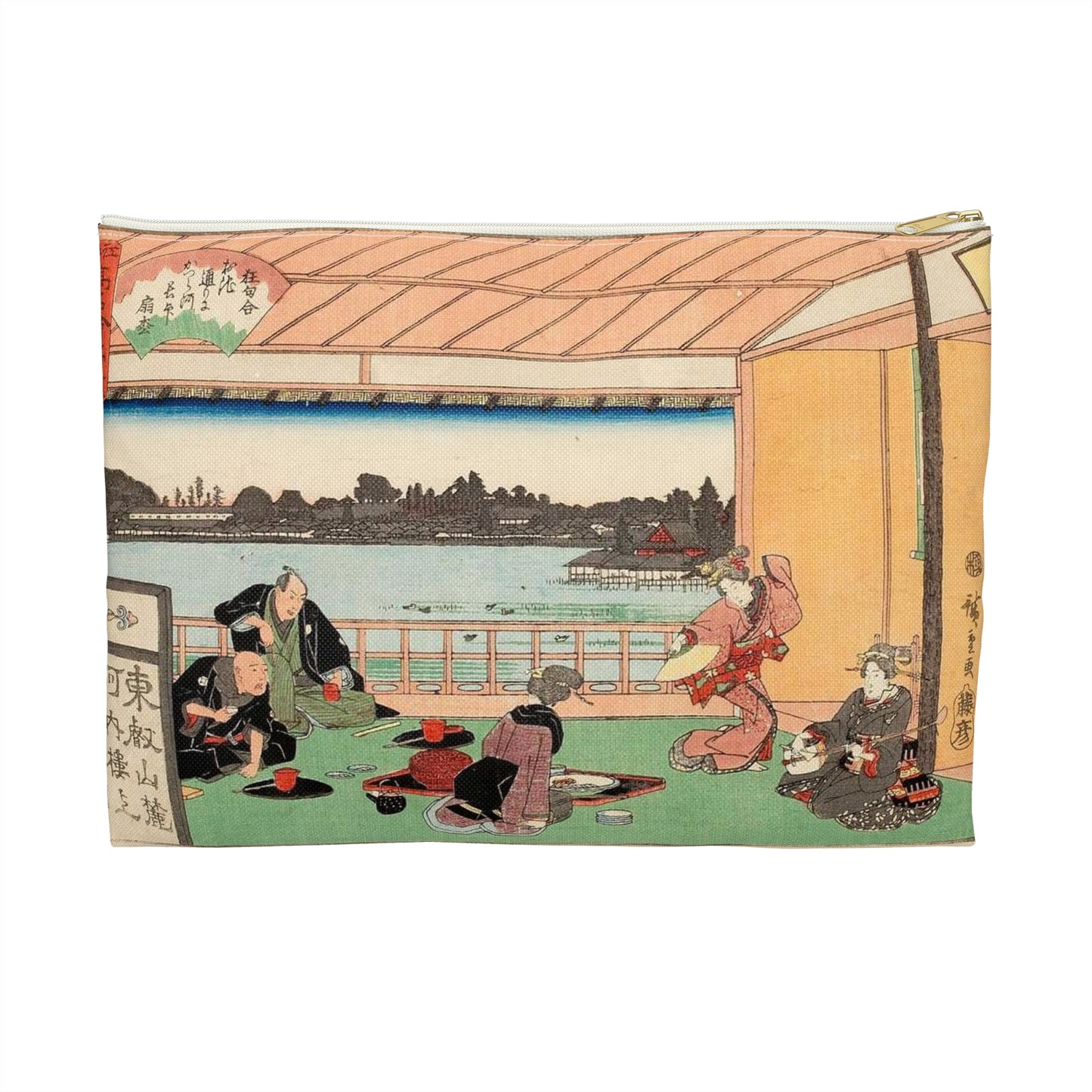 Hiroshige, Kawachirô on the Shitaya Hironokôji (Shitaya hirokôji tôeisanroku kawachirô jô shuen no zu) Large Organizer Pouch with Black Zipper