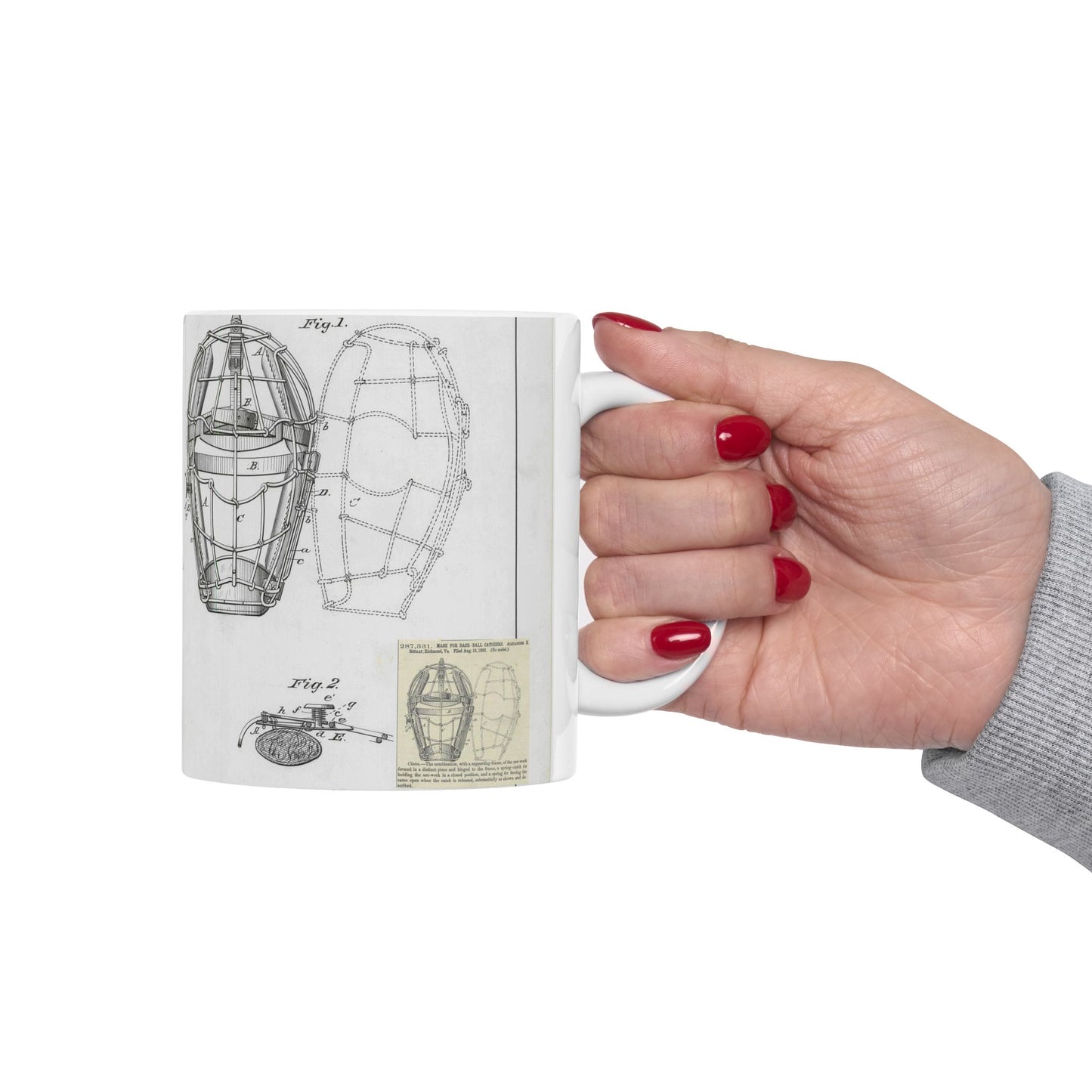 Patent drawing - Drawing of a "Mask for Base Ball Catchers" Public domain  image Beautiful Novelty Ceramic Coffee Mug 11oz