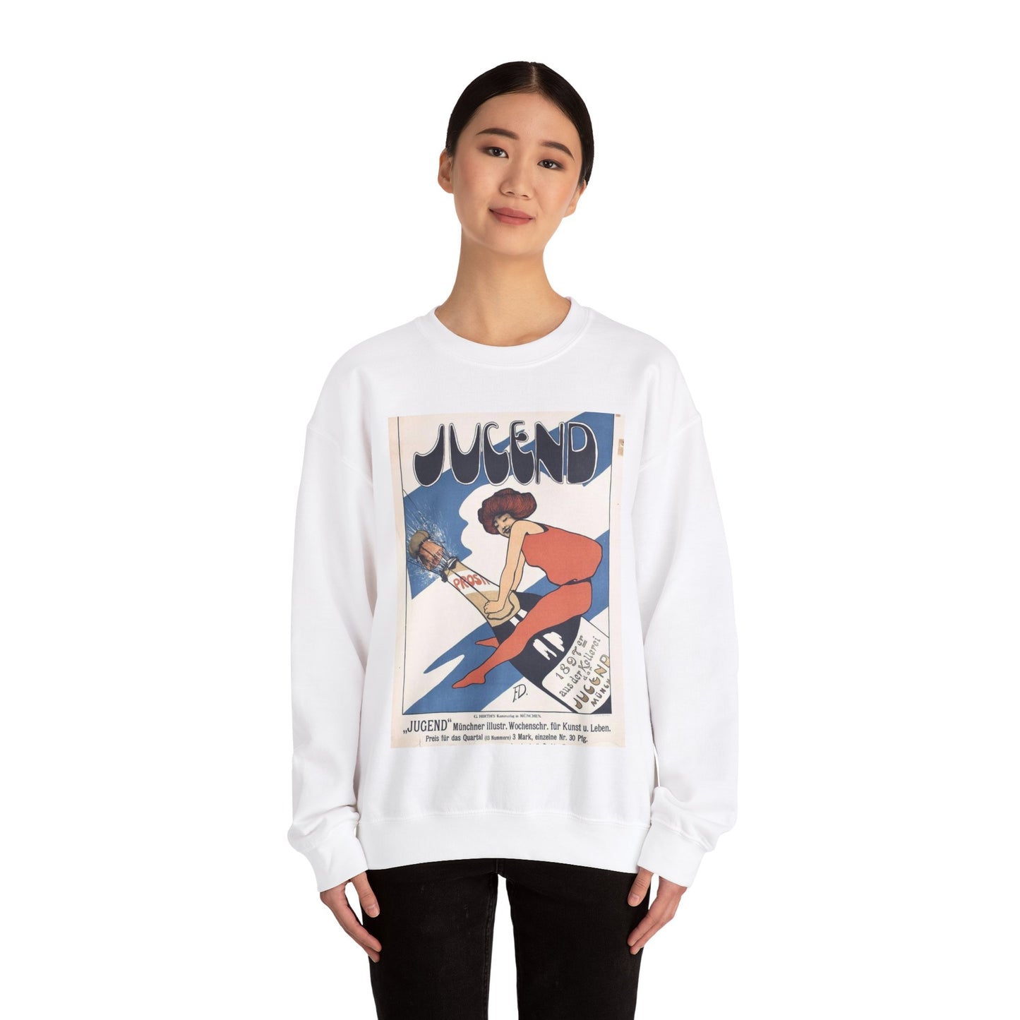 Fritz Dannenberg - Jugend. Münchner illustrierte Wochenschrift, 1897 White Heavy Blend Adult Crew Neck SweatShirt