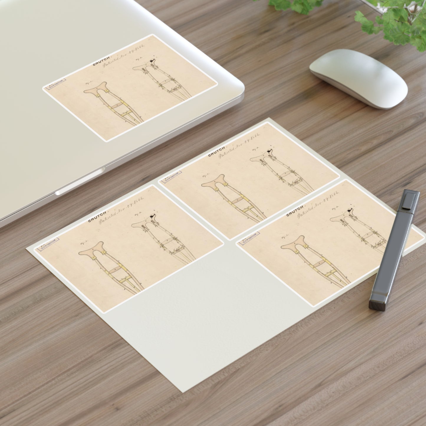Patent drawing - Drawing of Crutch Public domain  image Laminated UV Protective Vinyl Stickers