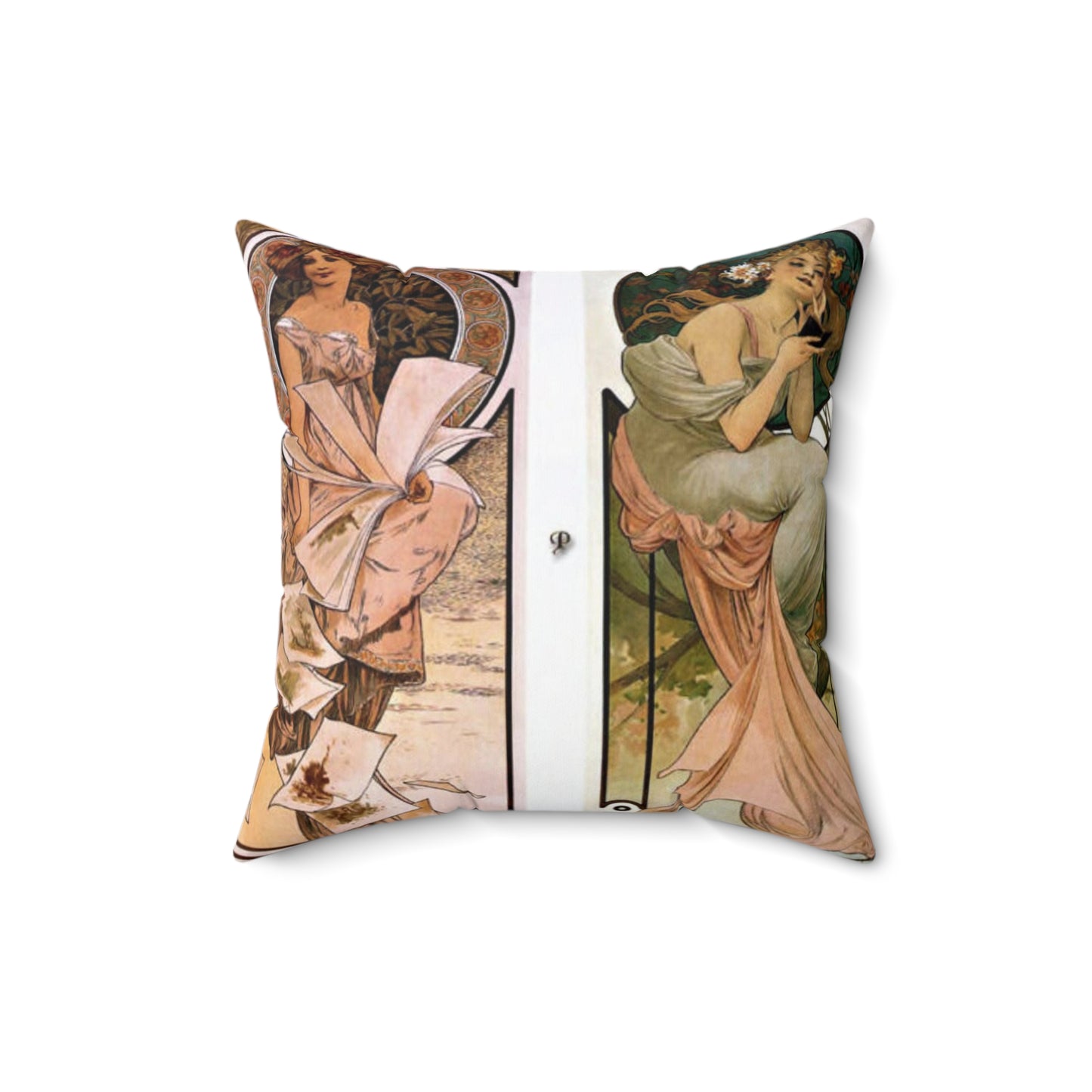 Alfonse Mucha Artworks - Drawing. Public domain image. Decorative Accent Square Pillow