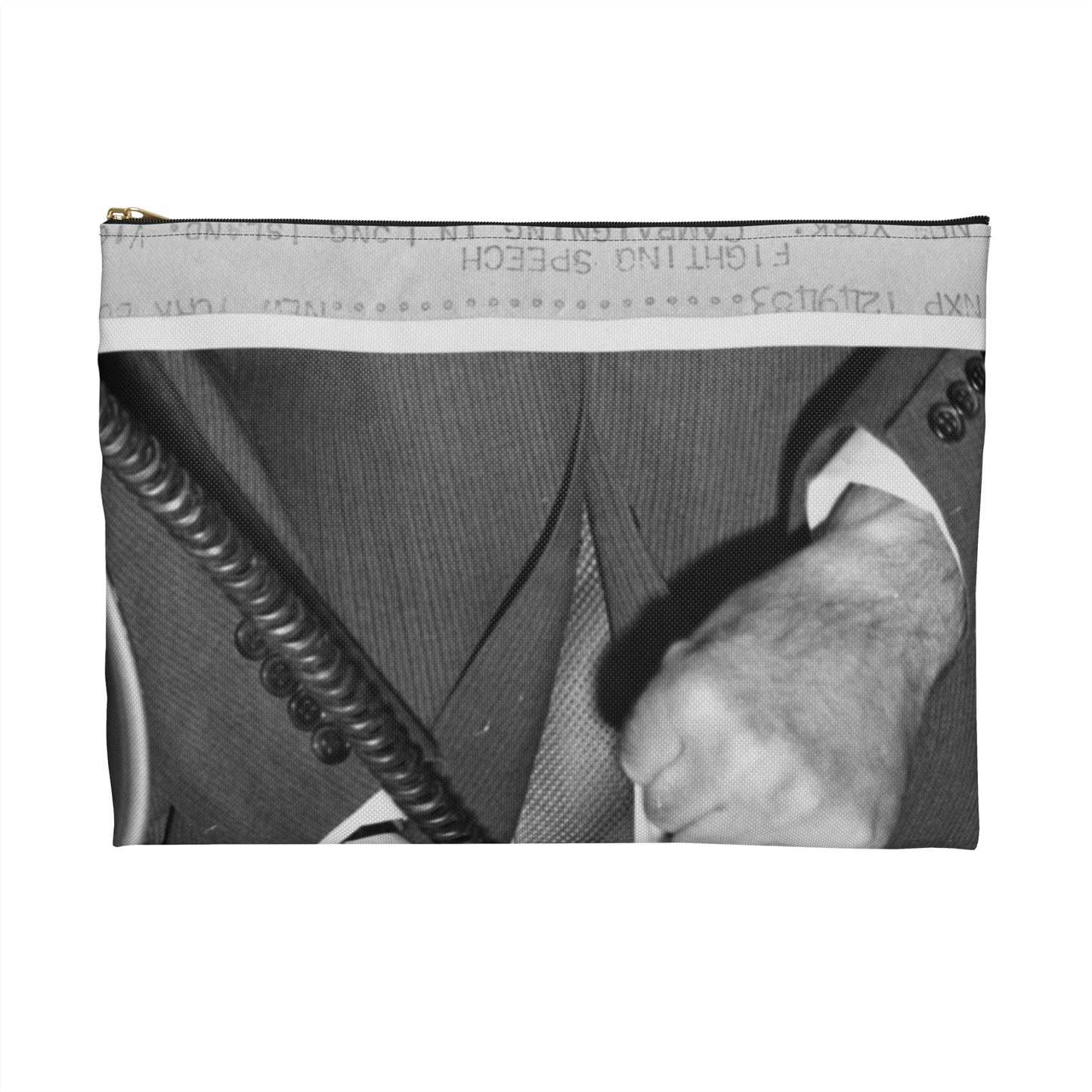 Richard Nixon clinches his fist as he addresses his first audience in Long Island, New York Large Organizer Pouch with Black Zipper