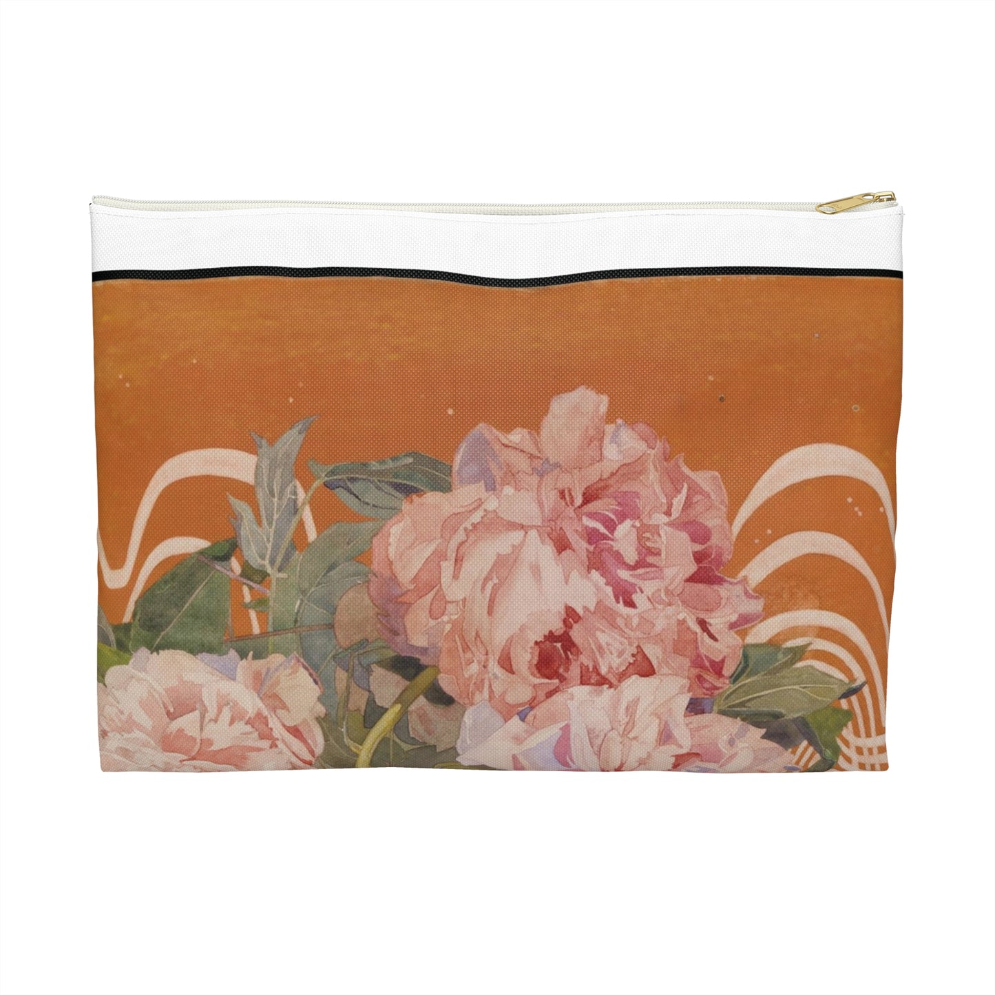 Peonies - Drawing. Public domain image. Large Organizer Pouch with Black Zipper