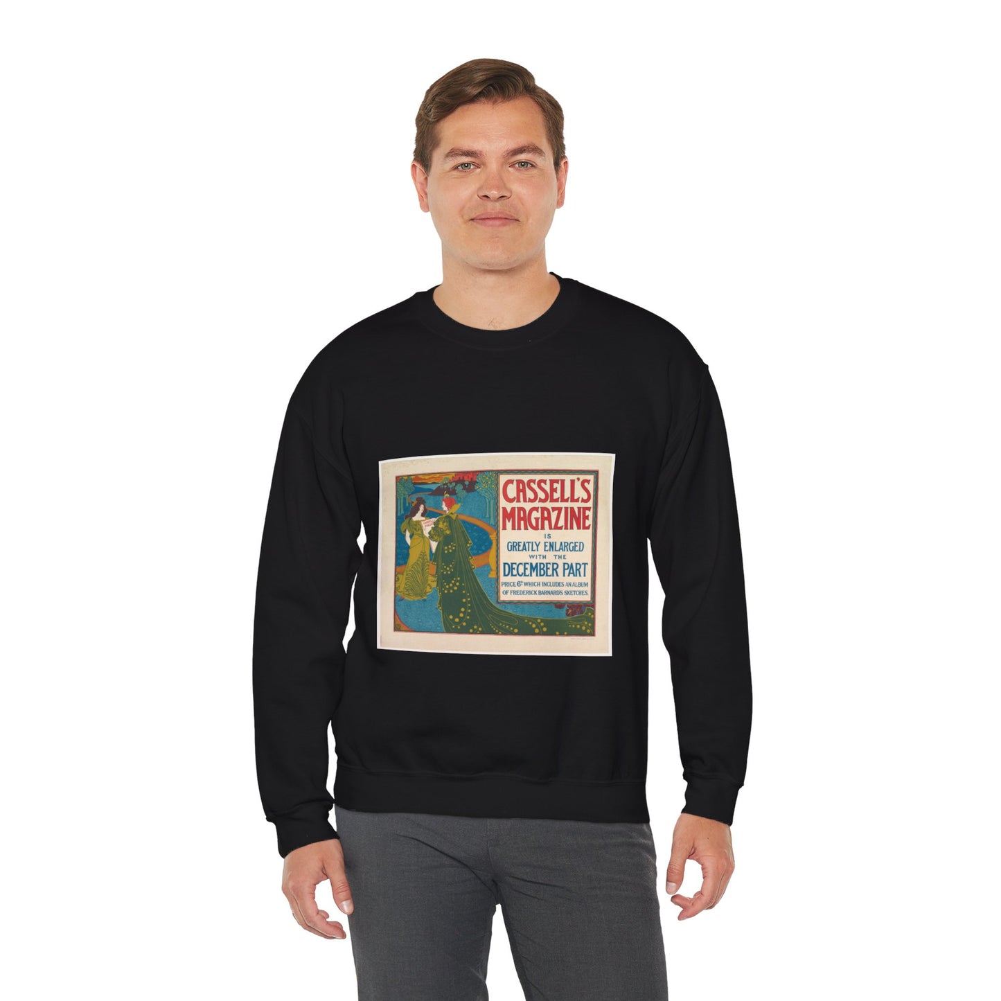 Louis Rhead - Cassell's Magazine: December Black Heavy Blend Adult Crew Neck SweatShirt