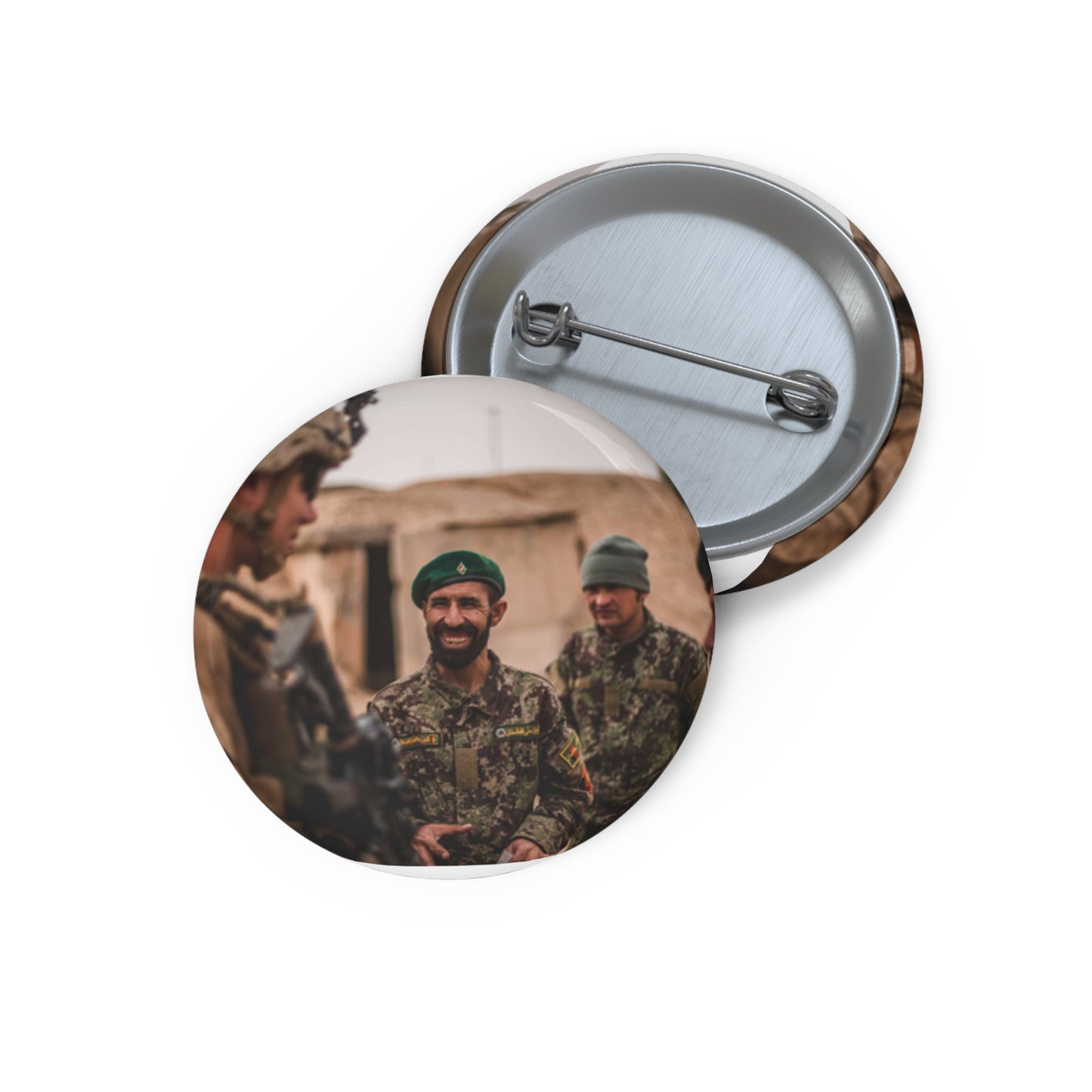 A U.S. Marine with Task Force Southwest (TFSW) converses Pin Buttons with Crisp Design