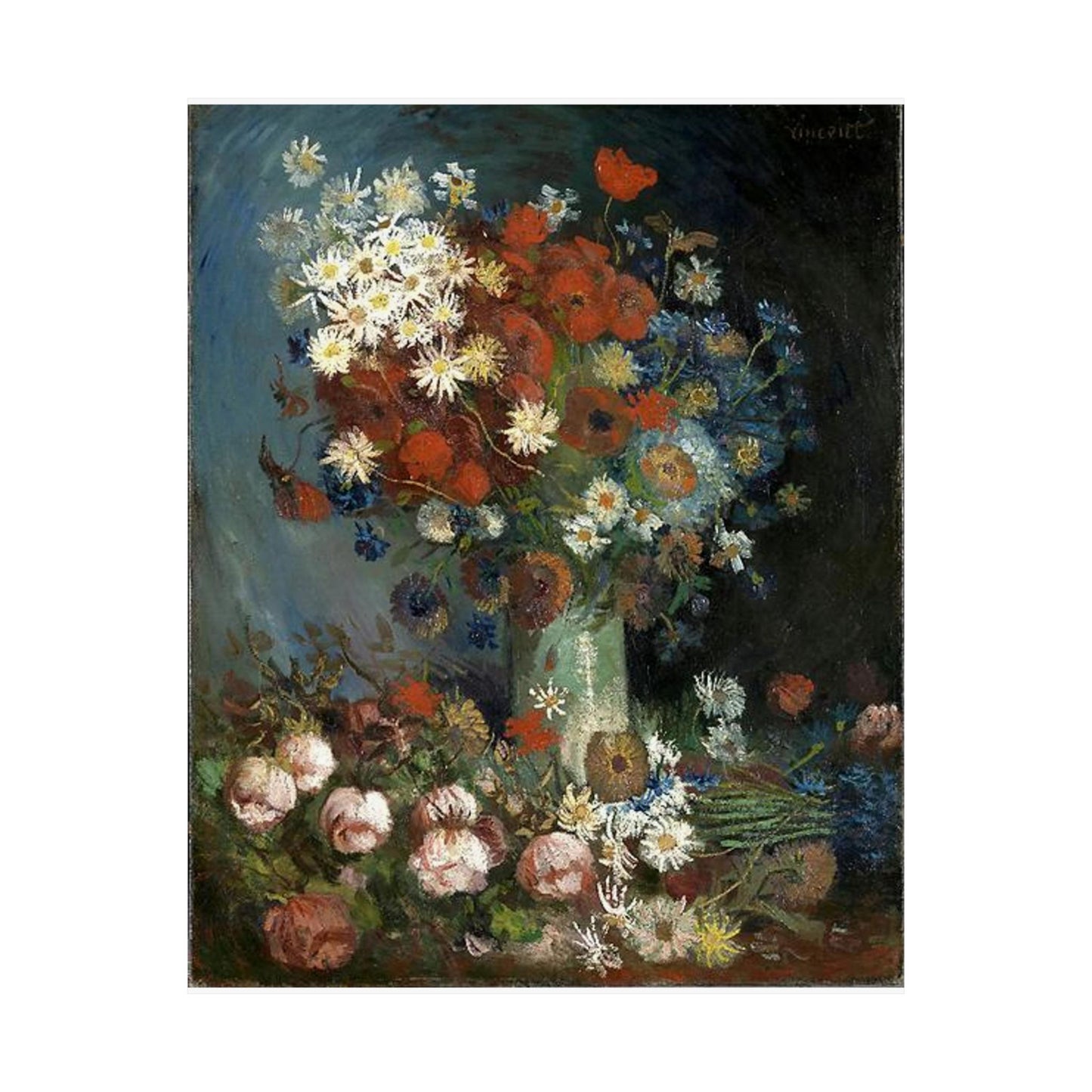 Still life with meadow flowers and roses Van Gogh 1886 High Quality Matte Wall Art Poster for Home, Office, Classroom