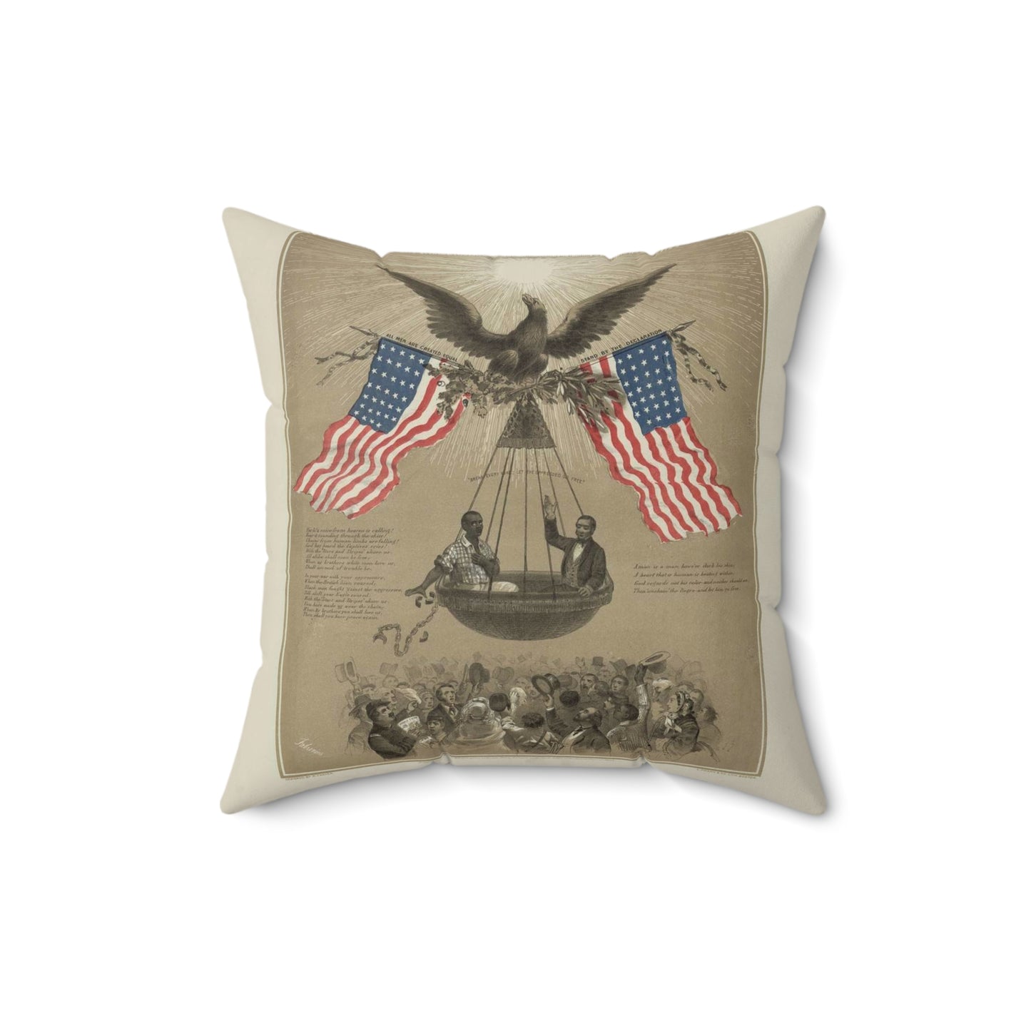 The American Declaration of Independence illustrated / Fabronious ; designed by R. Thayer ; L. Prang & Co. Lith., Boston. Decorative Accent Square Pillow