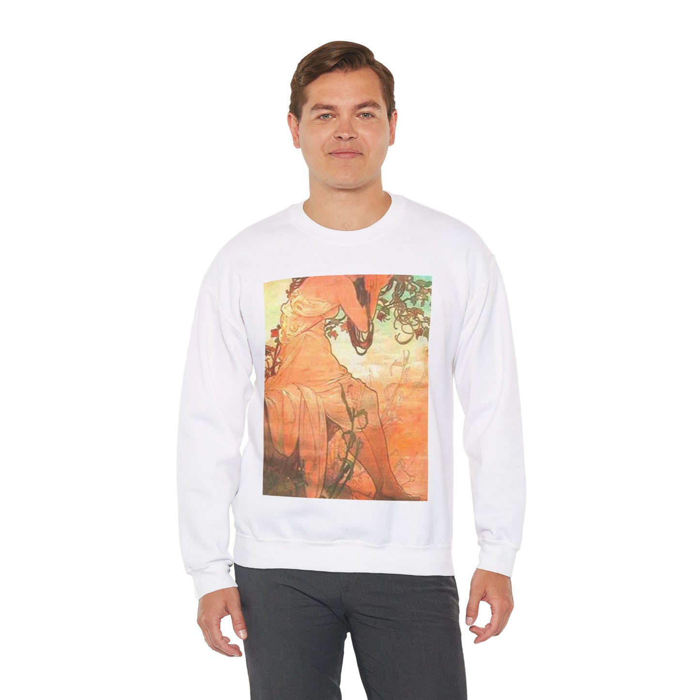 Vara - Art nouveau public domain image White Heavy Blend Adult Crew Neck SweatShirt