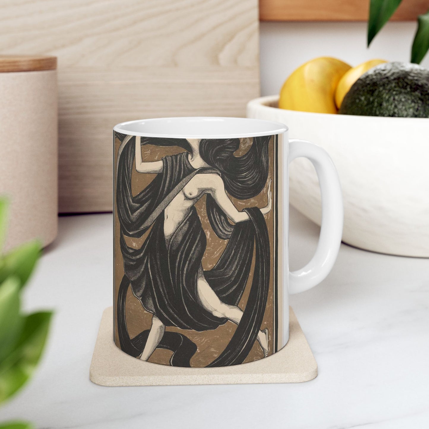 Danseres met draperieën - Drawing. Public domain image. Beautiful Novelty Ceramic Coffee Mug 11oz