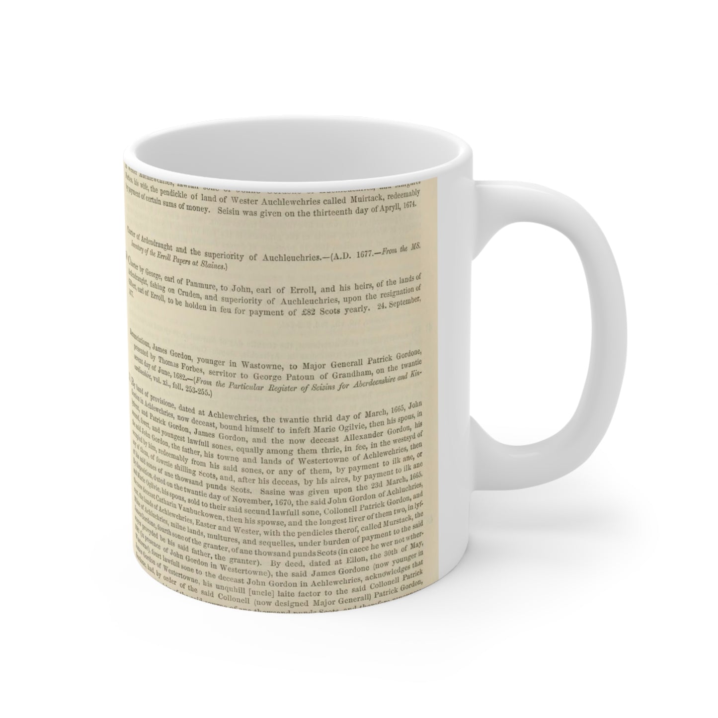 212 APPENDIX.   the twentieth day of May, 1674. — {From the Particular Register of Seisins for Aberdeenshire and  Kincardineshire Beautiful Novelty Ceramic Coffee Mug 11oz