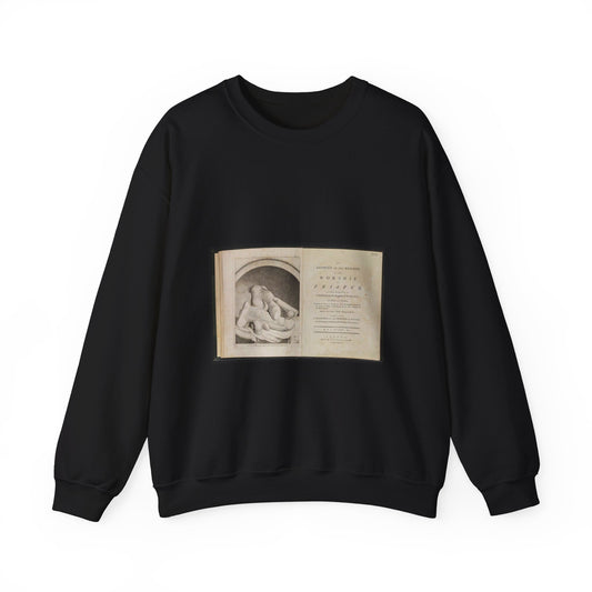 Priapworship - An old book with a drawing of a woman holding a baby Black Heavy Blend Adult Crew Neck SweatShirt