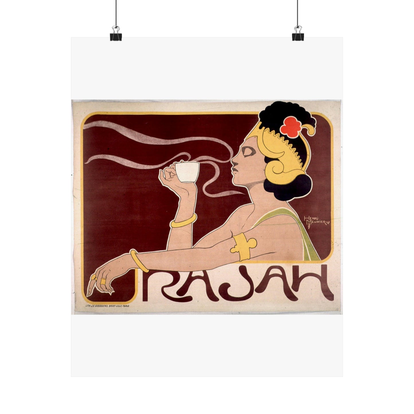 Poster - Rajah, Art Nouveau Poster - Public domain lithograph High Quality Matte Wall Art Poster for Home, Office, Classroom