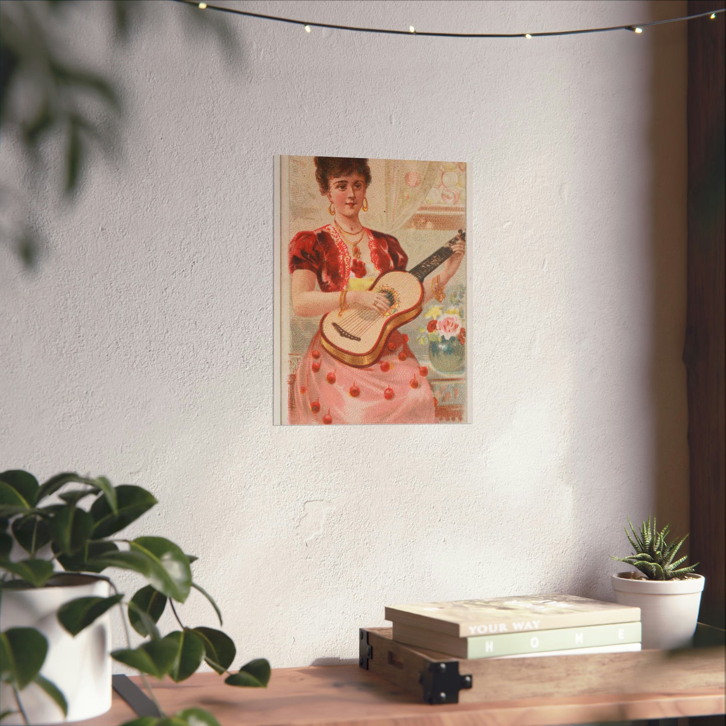 Guitar, from the Musical Instruments series (N82) for Duke brand cigarettes High Quality Matte Wall Art Poster for Home, Office, Classroom