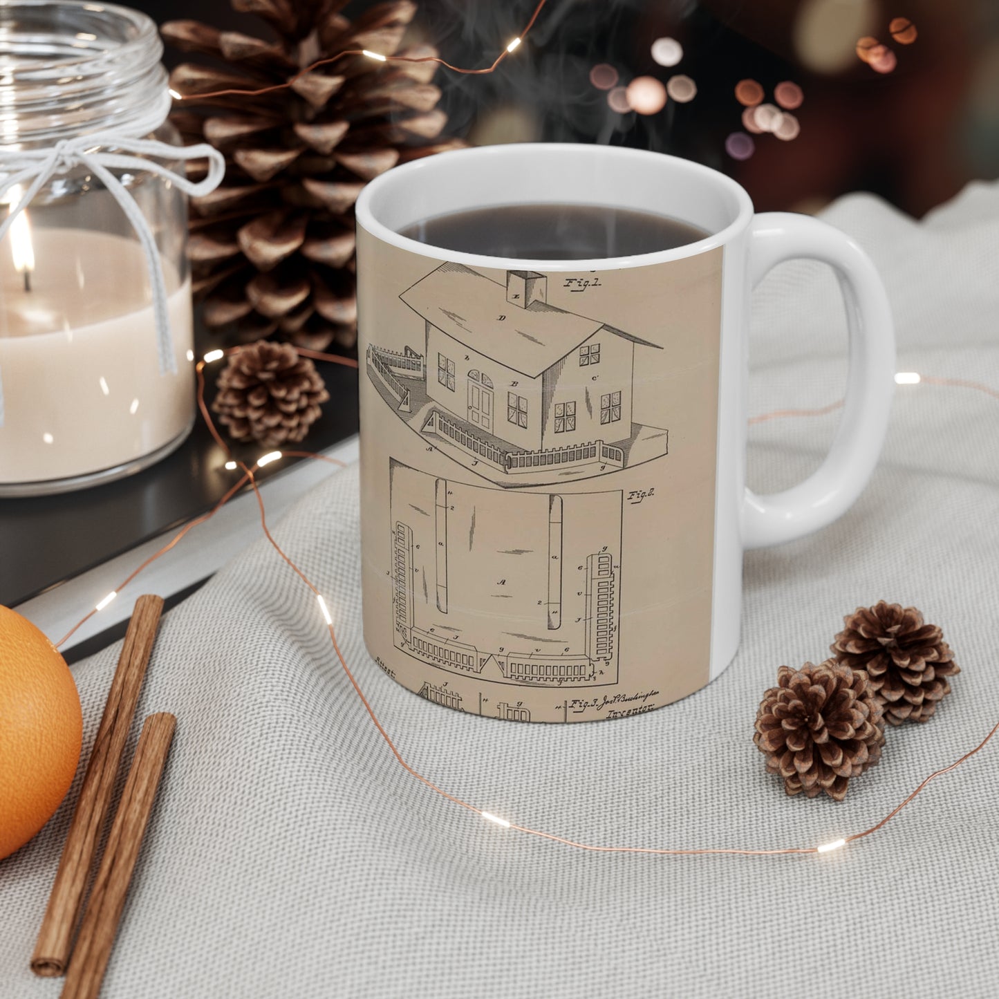 Patent Drawing of Engine - Drawing for a Collapsible Toy House Public domain  image Beautiful Novelty Ceramic Coffee Mug 11oz