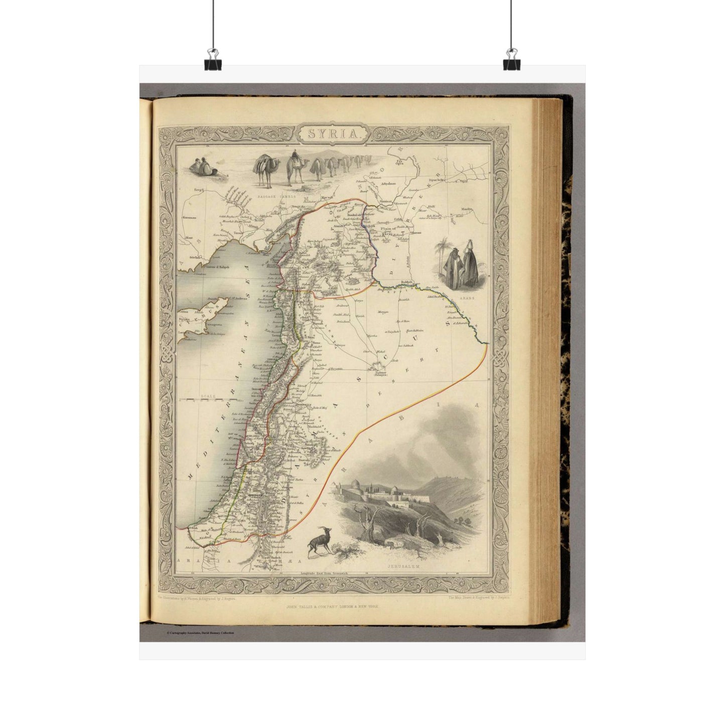 1851 Henry Warren Map of Syria - Public domain old map High Quality Matte Wall Art Poster for Home, Office, Classroom