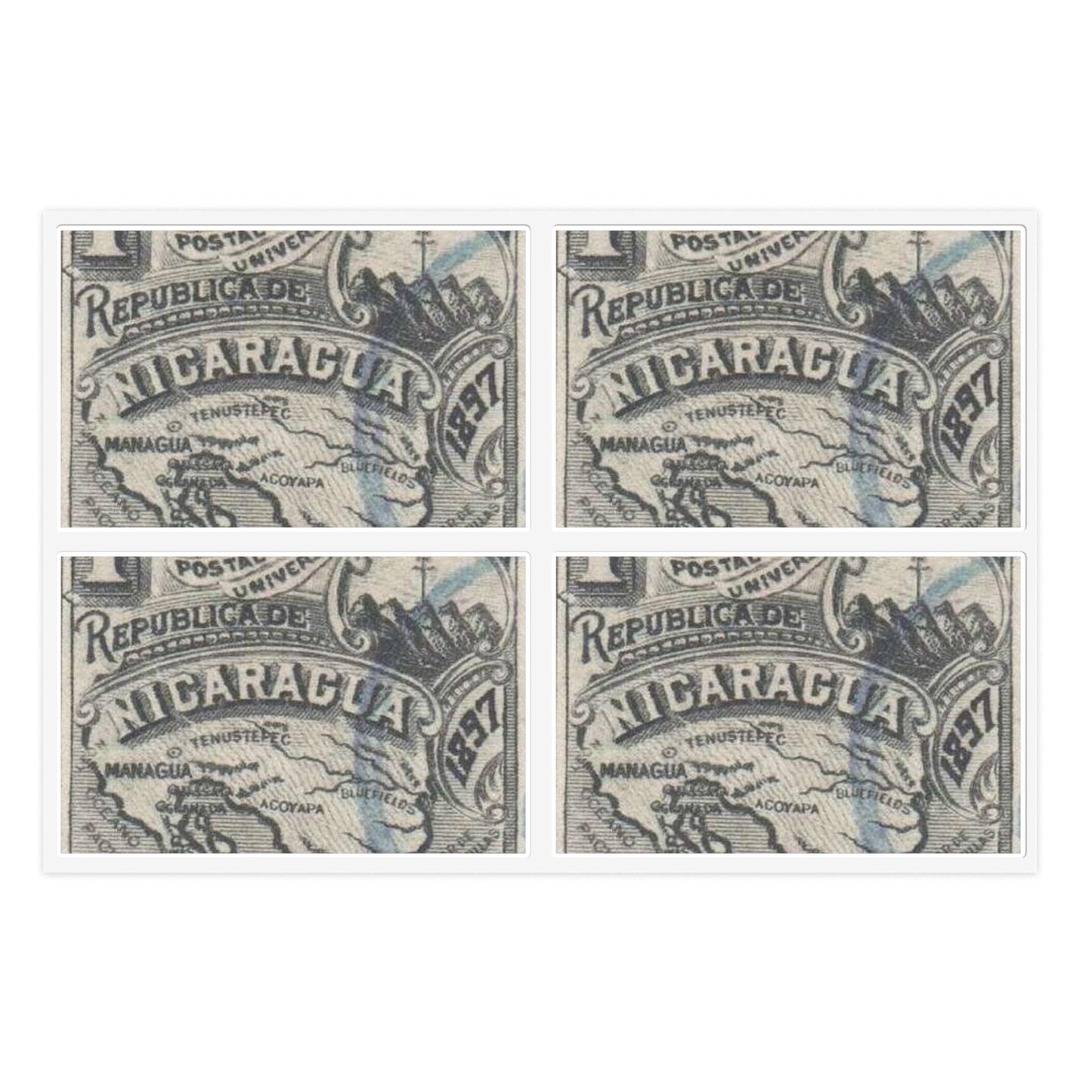 Nicaragua 1897 Sc96u - postal stamp Laminated UV Protective Vinyl Stickers