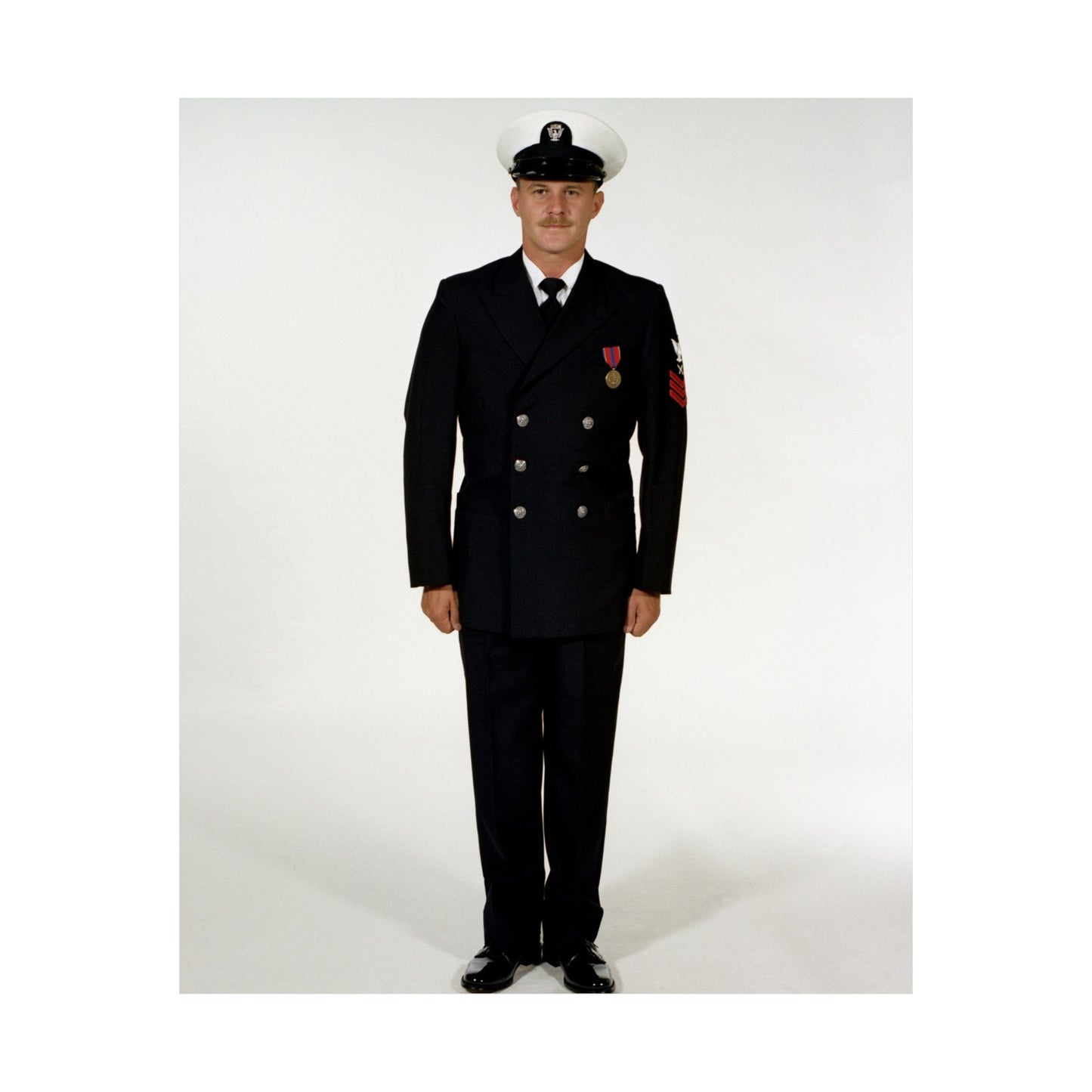 Uniform: Full dress blue, Navy enlisted men, ranks E-1 through E-6 High Quality Matte Wall Art Poster for Home, Office, Classroom