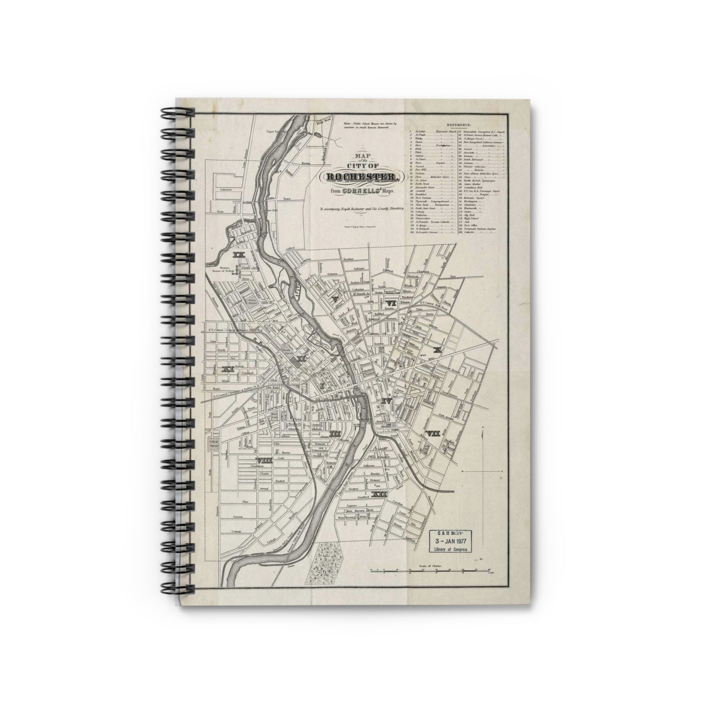 Map of the city of Rochester : from Cornells' Maps : to accompany Boyd's Rochester and six county directory / Spiral Bound Ruled Notebook with Printed Cover