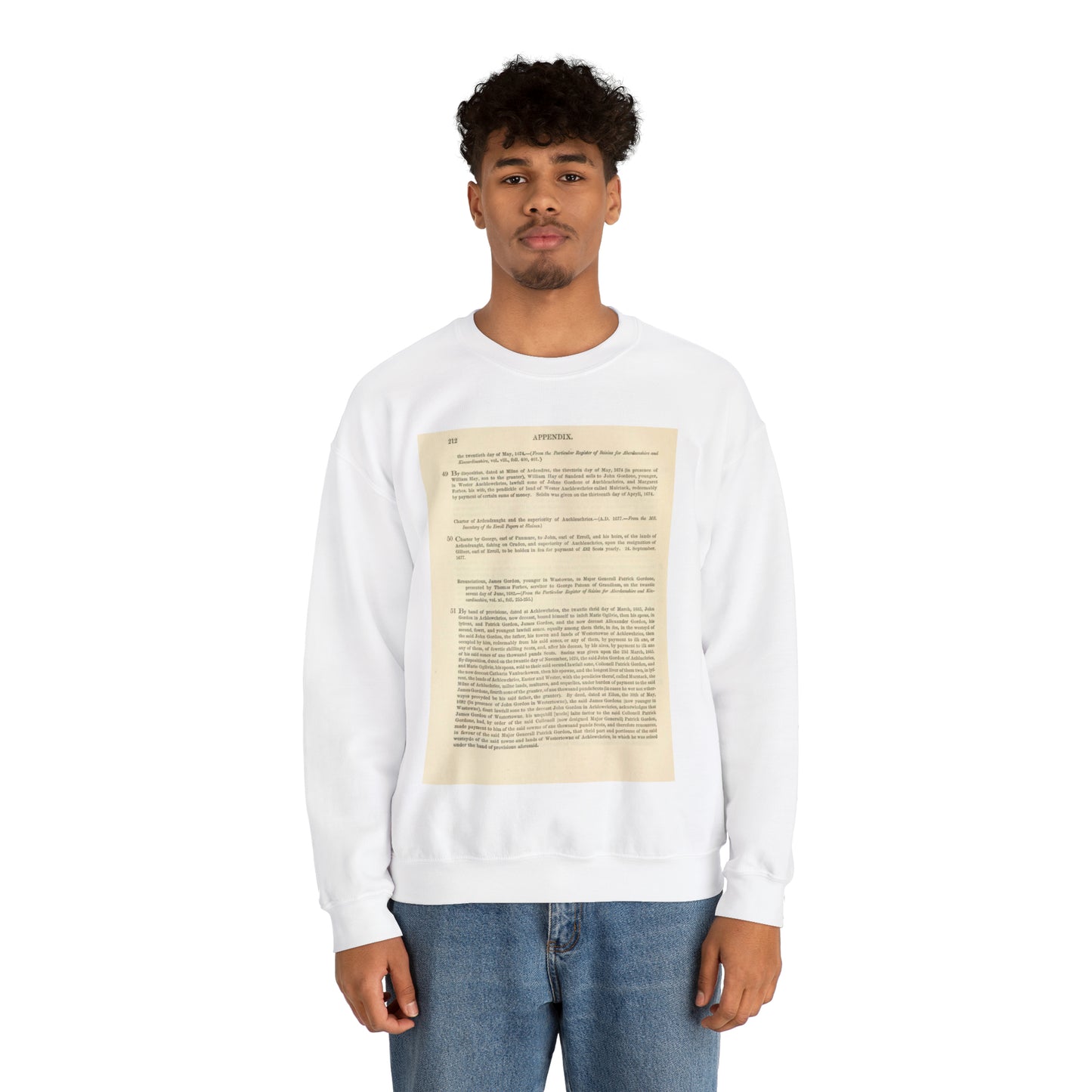 212 APPENDIX.   the twentieth day of May, 1674. — {From the Particular Register of Seisins for Aberdeenshire and  Kincardineshire White Heavy Blend Adult Crew Neck SweatShirt