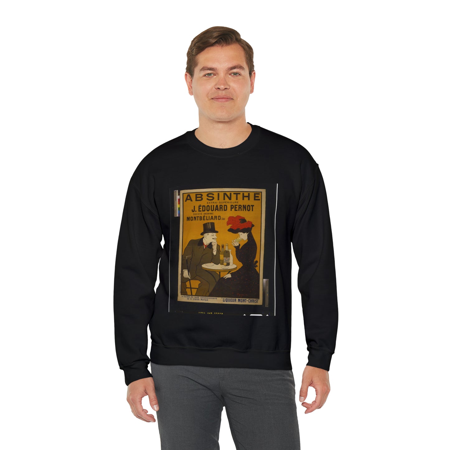 Absinthe extra-supérieure J. Édouard Pernot. Société Anonyme Montbéliard (Doubs) Liqueur Mont-Christ / / L. Cappiello. Black Heavy Blend Adult Crew Neck SweatShirt