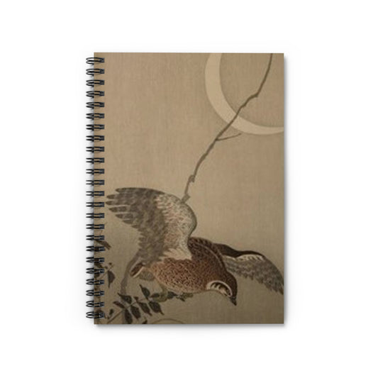 Koson Eule, Ohara Koson. 19th century Japan. Public domain image. Spiral Bound Ruled Notebook with Printed Cover