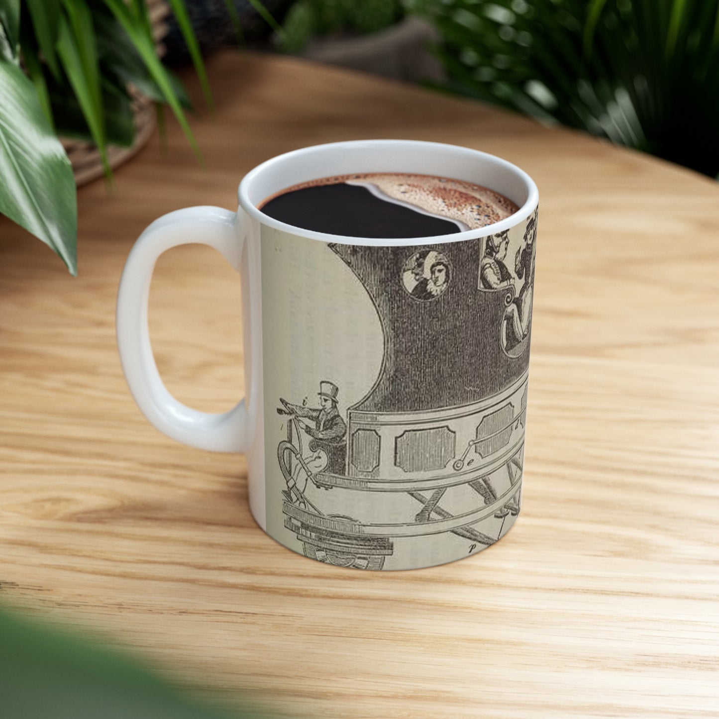 Patent Drawing of Engine - Patent steam coach, by the late Mr. David Gordon Public domain  image Beautiful Novelty Ceramic Coffee Mug 11oz