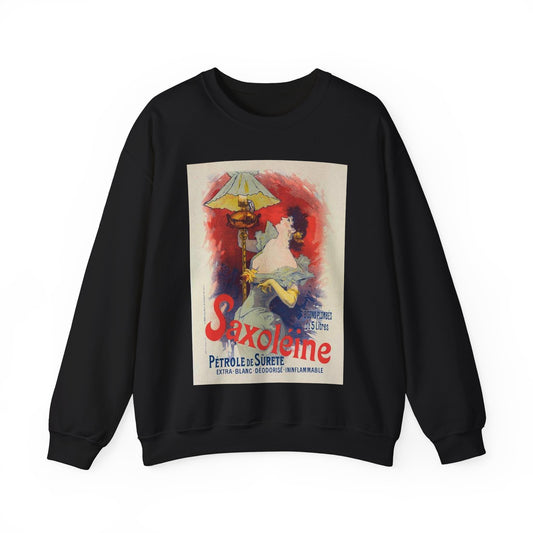 Affiche pour la "Saxoléine". - Art nouveau public domain poster Black Heavy Blend Adult Crew Neck SweatShirt