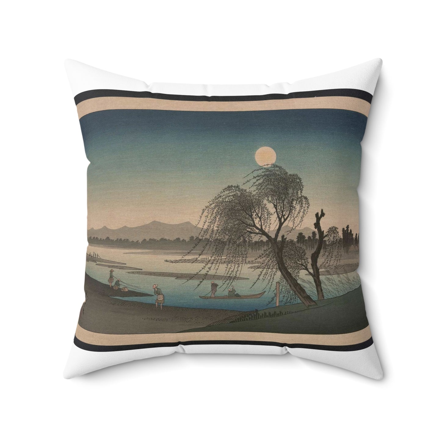 [Fūkeiga], Ando Hiroshige - Public domain portrait drawing  Decorative Accent Square Pillow