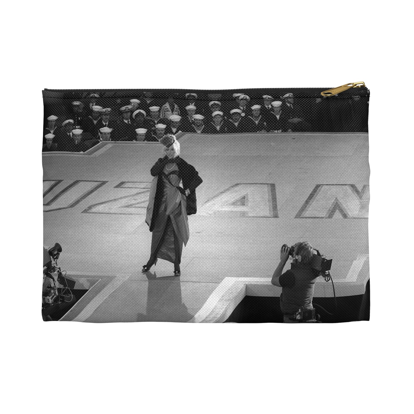 Suzanne Somers performs for the crew of the aircraft carrier USS RANGER (CV-61) Large Organizer Pouch with Black Zipper