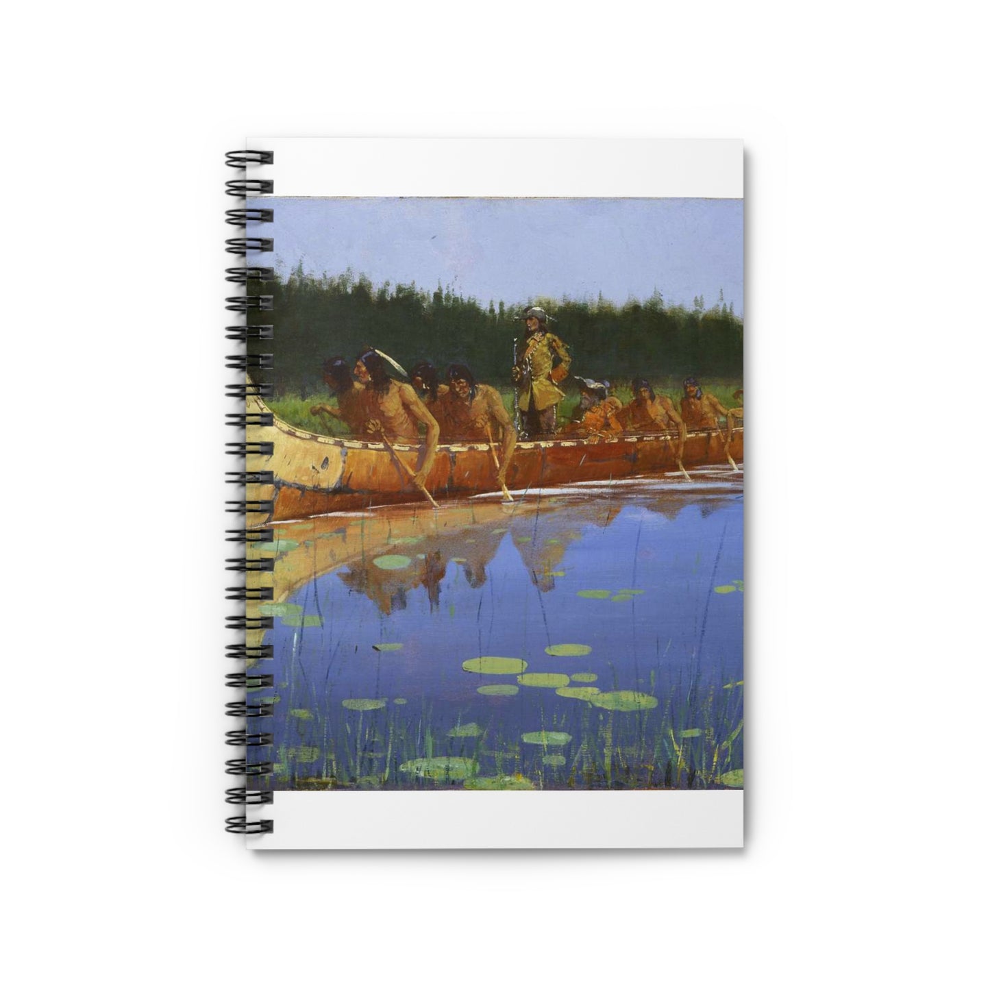 Frederic Remington - Radisson and Groseilliers Spiral Bound Ruled Notebook with Printed Cover