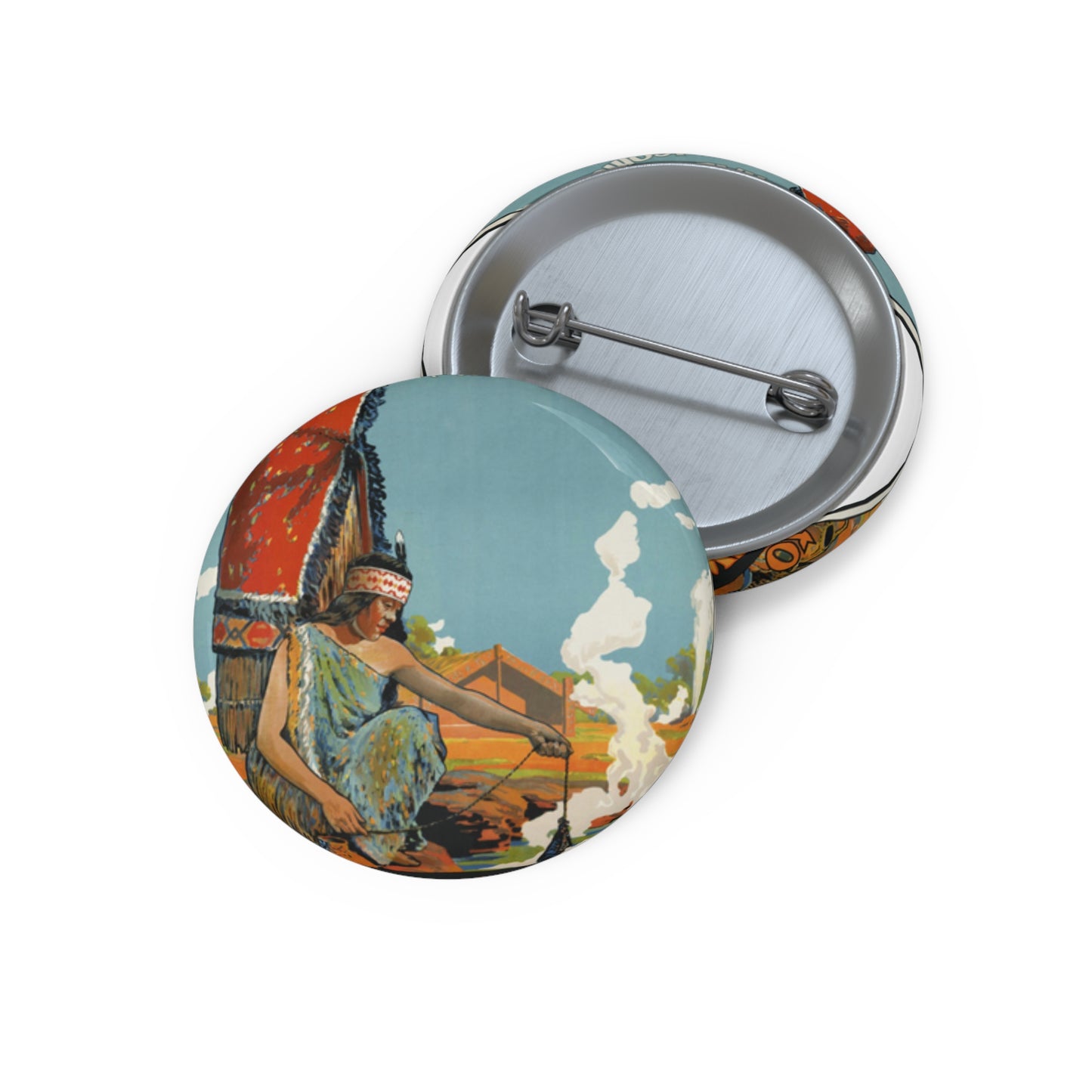 Vintage Travel Posters, 1920s-1930s Pin Buttons with Crisp Design