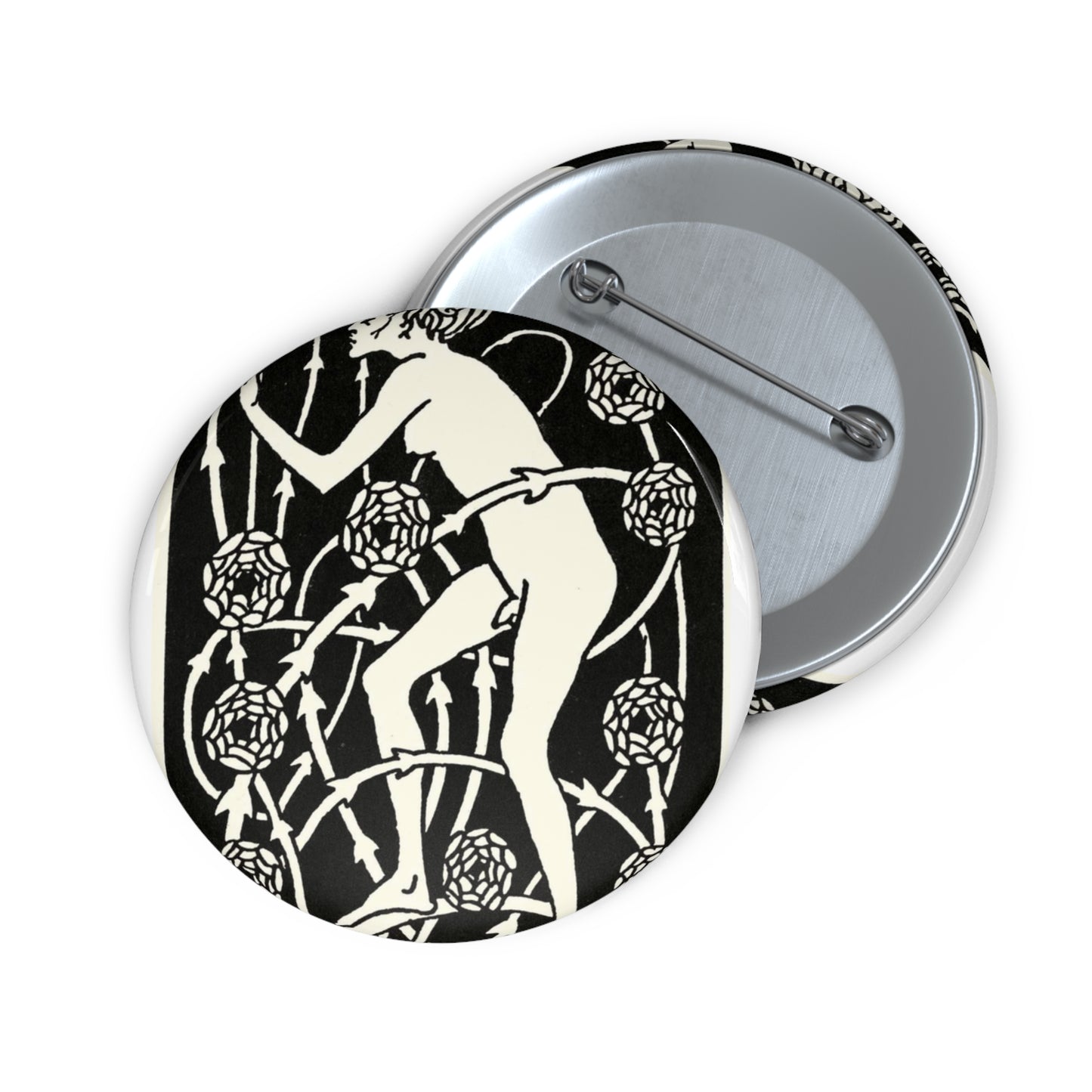 Hermaphroditus. Aubrey Beardsley - Le Morte d'Arthur Pin Buttons with Crisp Design