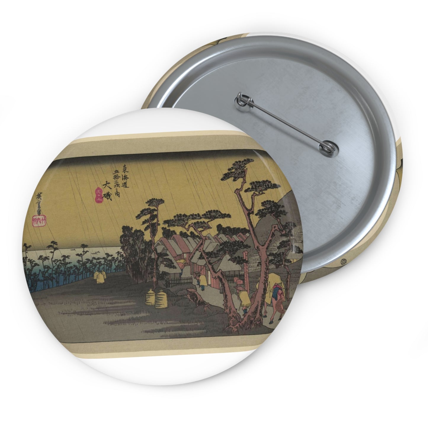 Utagawa Hiroshige - Oiso, Andō Hiroshige - Ukiyo e print Pin Buttons with Crisp Design