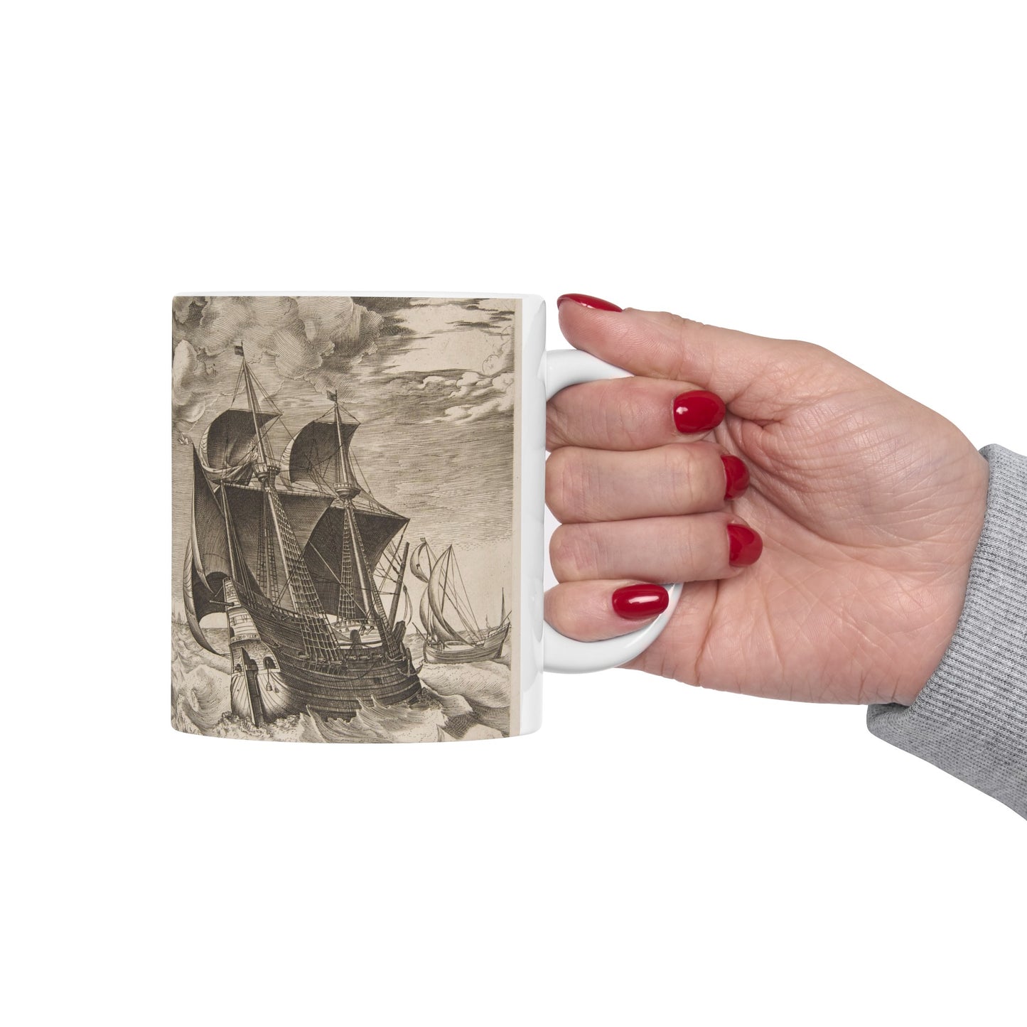 A Dutch Hulk and a Boeier from The Sailing Vessels Beautiful Novelty Ceramic Coffee Mug 11oz