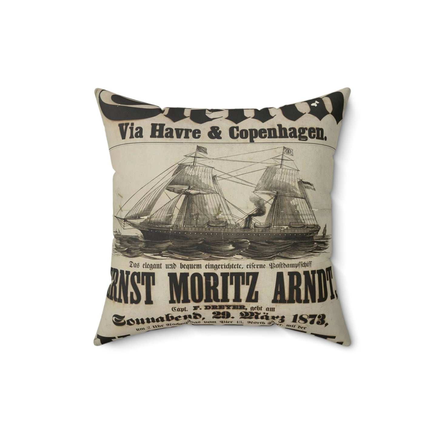 Baltischer Lloyd - dampfschifssabrt nach Stettin via Havre & Copenhagen Decorative Accent Square Pillow