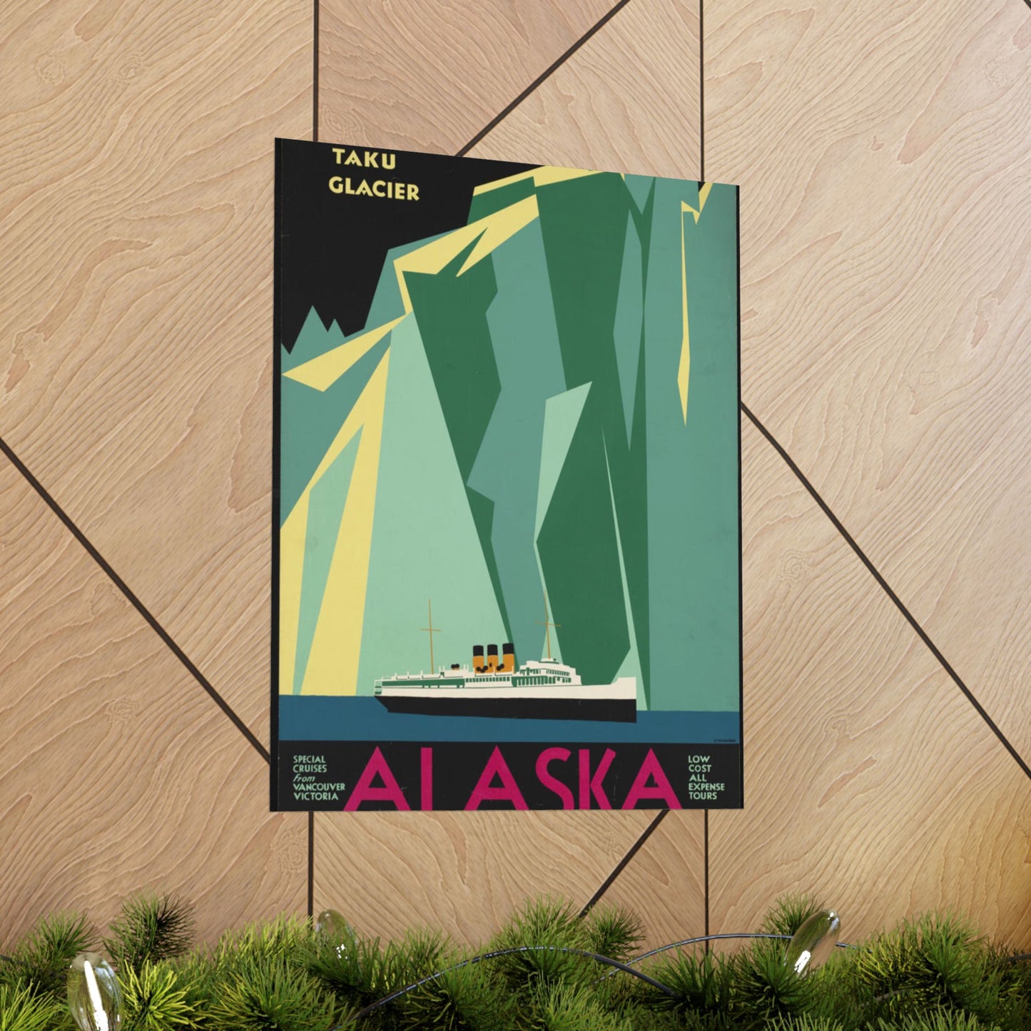 Alaska. Vintage Travel Poster., Art Deco Poster High Quality Matte Wall Art Poster for Home, Office, Classroom