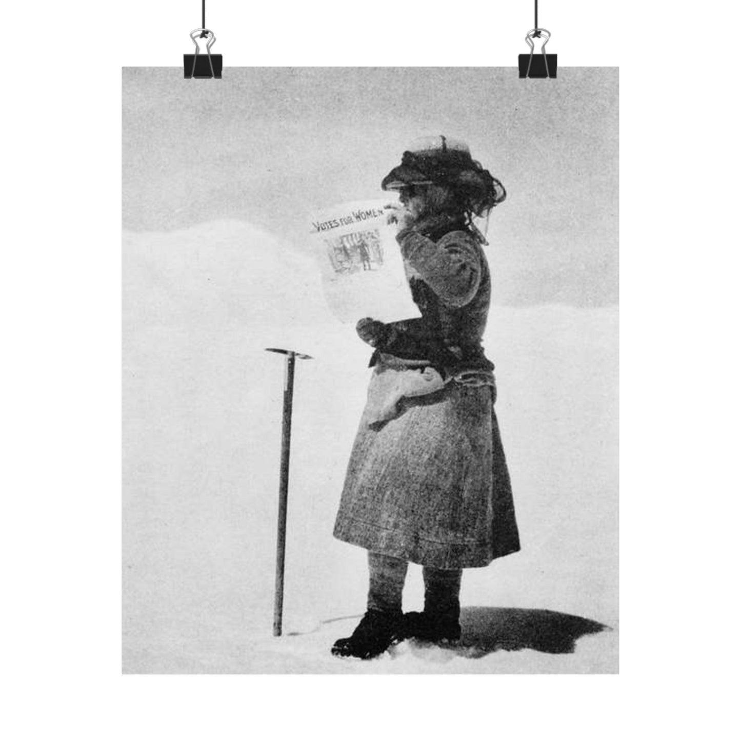 FannyBullockWorkmanVotesWomen - A woman standing in the snow holding a sign High Quality Matte Wall Art Poster for Home, Office, Classroom