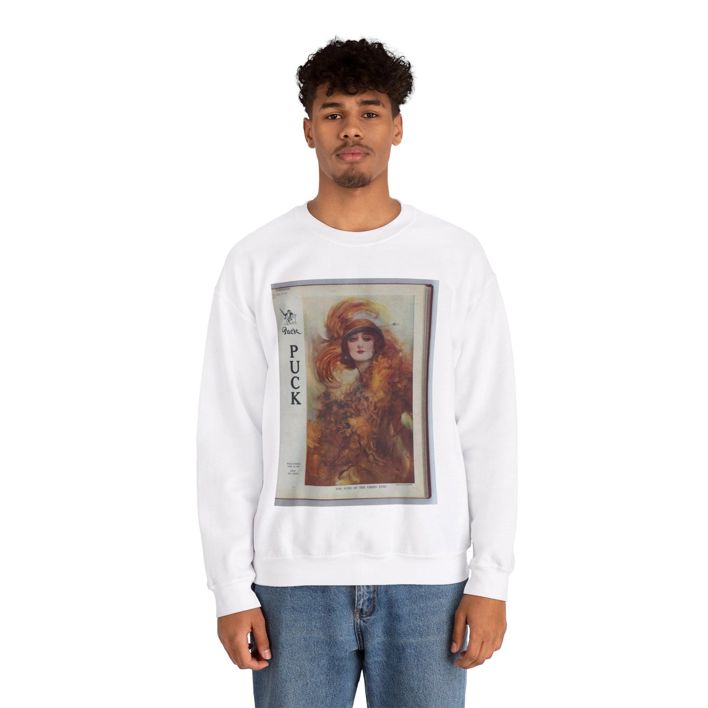 The lure of the green eyes / painted by W.H. Barribal. White Heavy Blend Adult Crew Neck SweatShirt