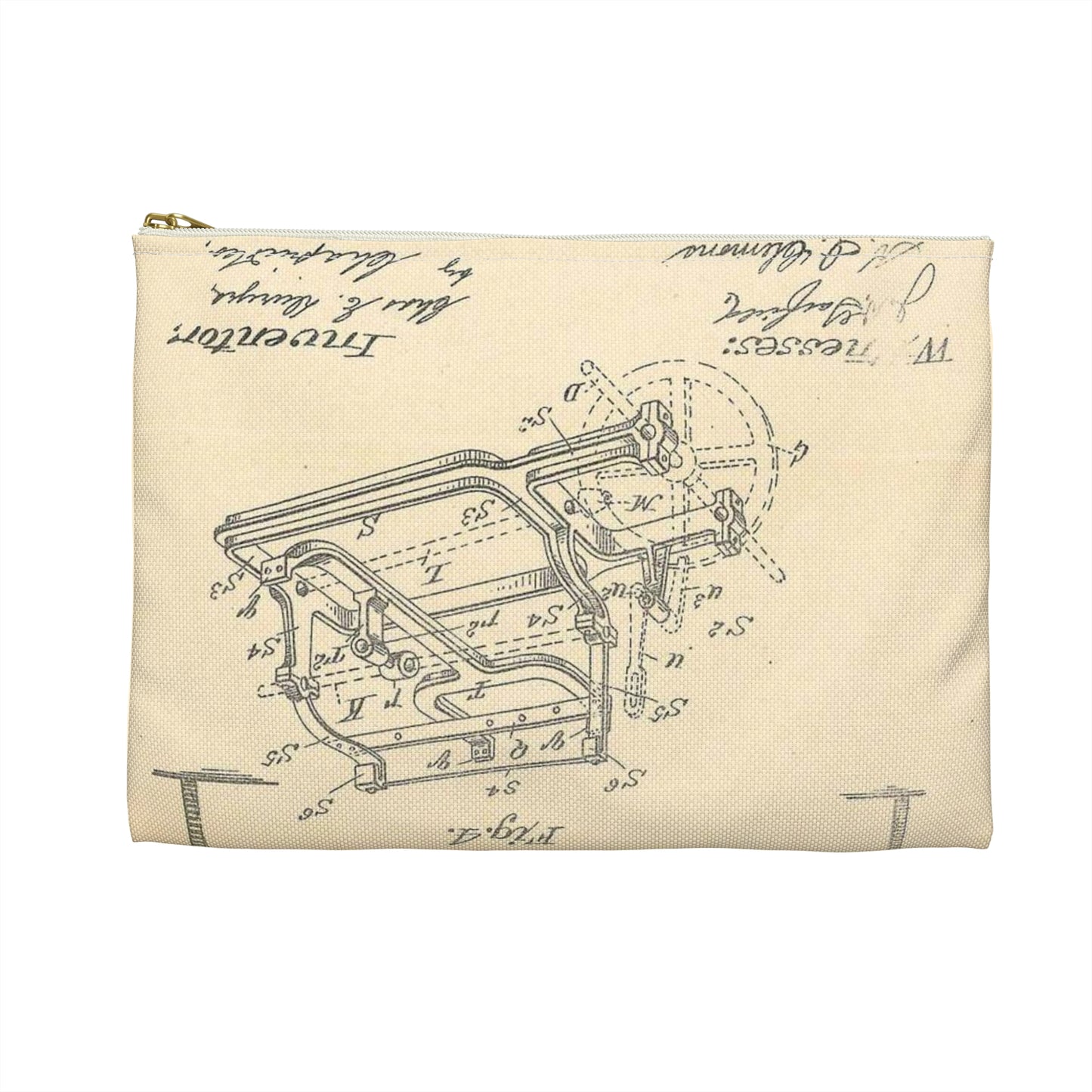 Patent Case File No. 540,648, Road Vehicle, Inventor- Charles E. Duryea - DPLA - fdde267afd883f609ba31de3a2261371 (page 53) Large Organizer Pouch with Black Zipper