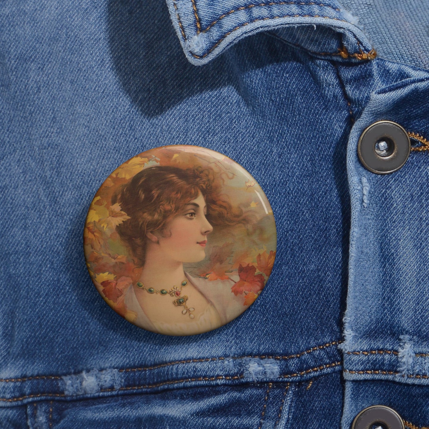 Autumn - Print, Library of Congress collection Pin Buttons with Crisp Design