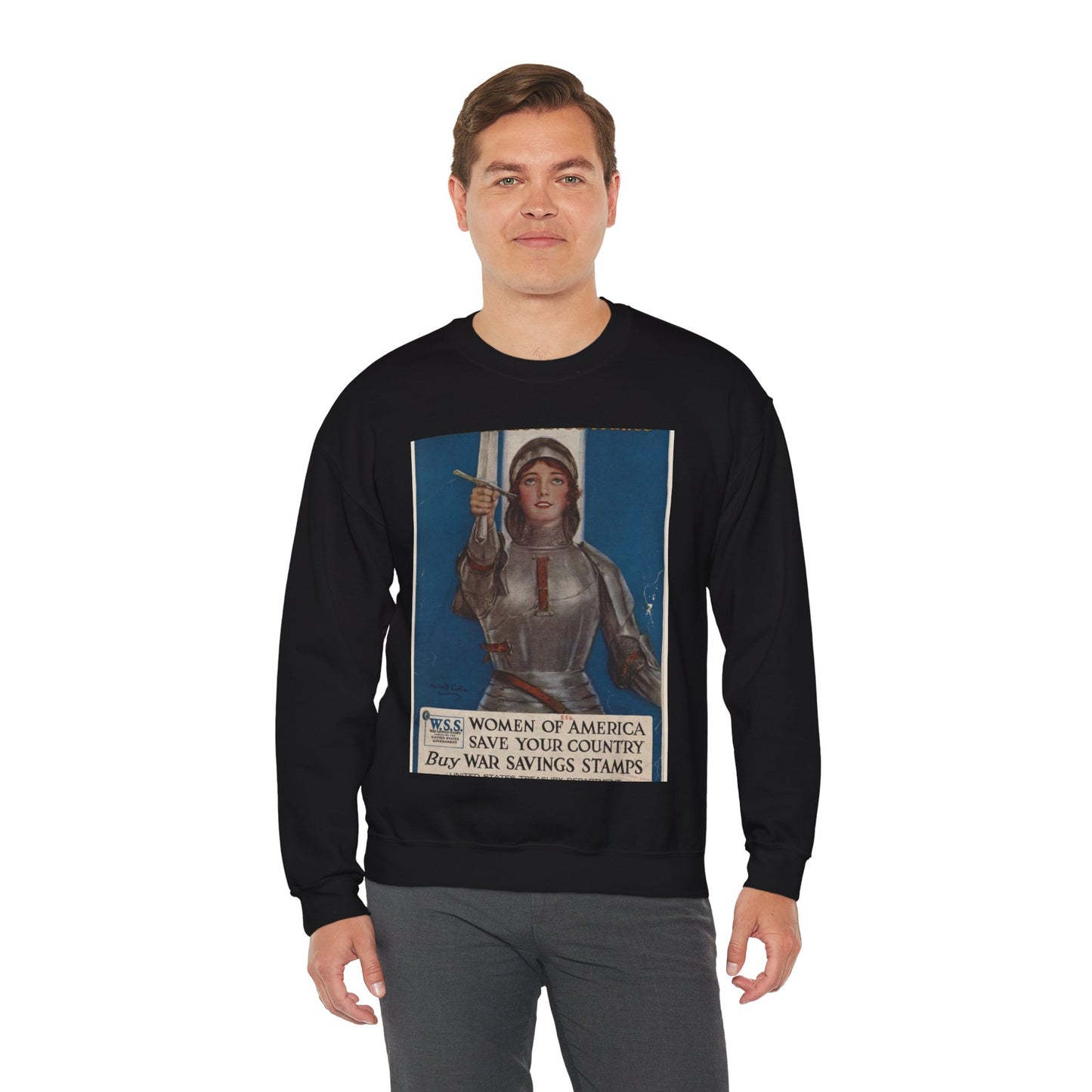 Joan of Arc Saved France Black Heavy Blend Adult Crew Neck SweatShirt