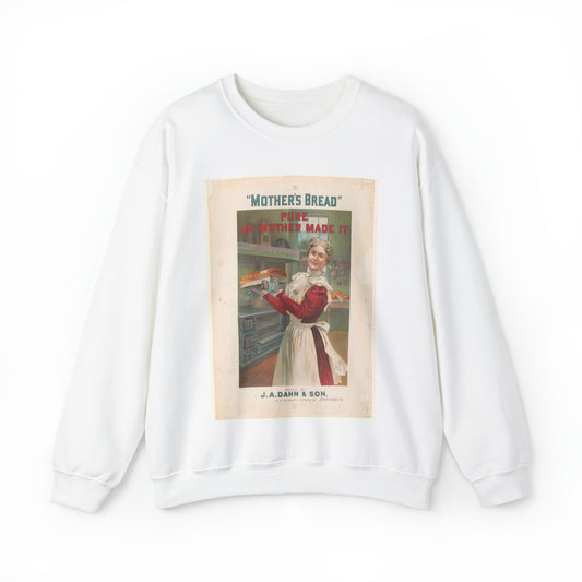 "Mother's bread" pure as mother made it. Made by J.A. Dahn & Son, 15, 17, 19, North Oxford St., Brooklyn White Heavy Blend Adult Crew Neck SweatShirt